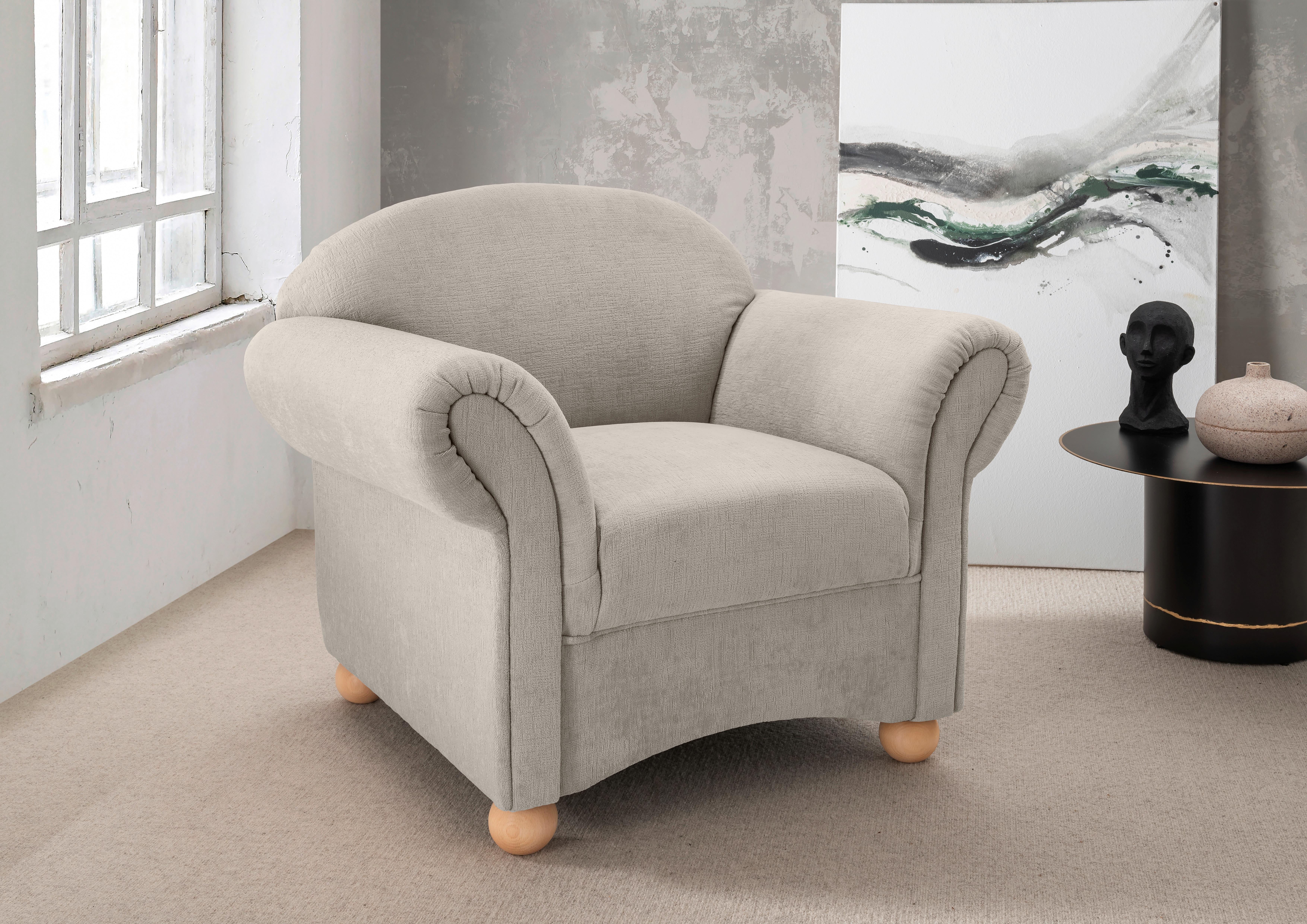 SESSEL Torello Weiß B: 90cm - Wildeiche/Creme, KONVENTIONELL, Textil (90/84/80cm) - Livetastic