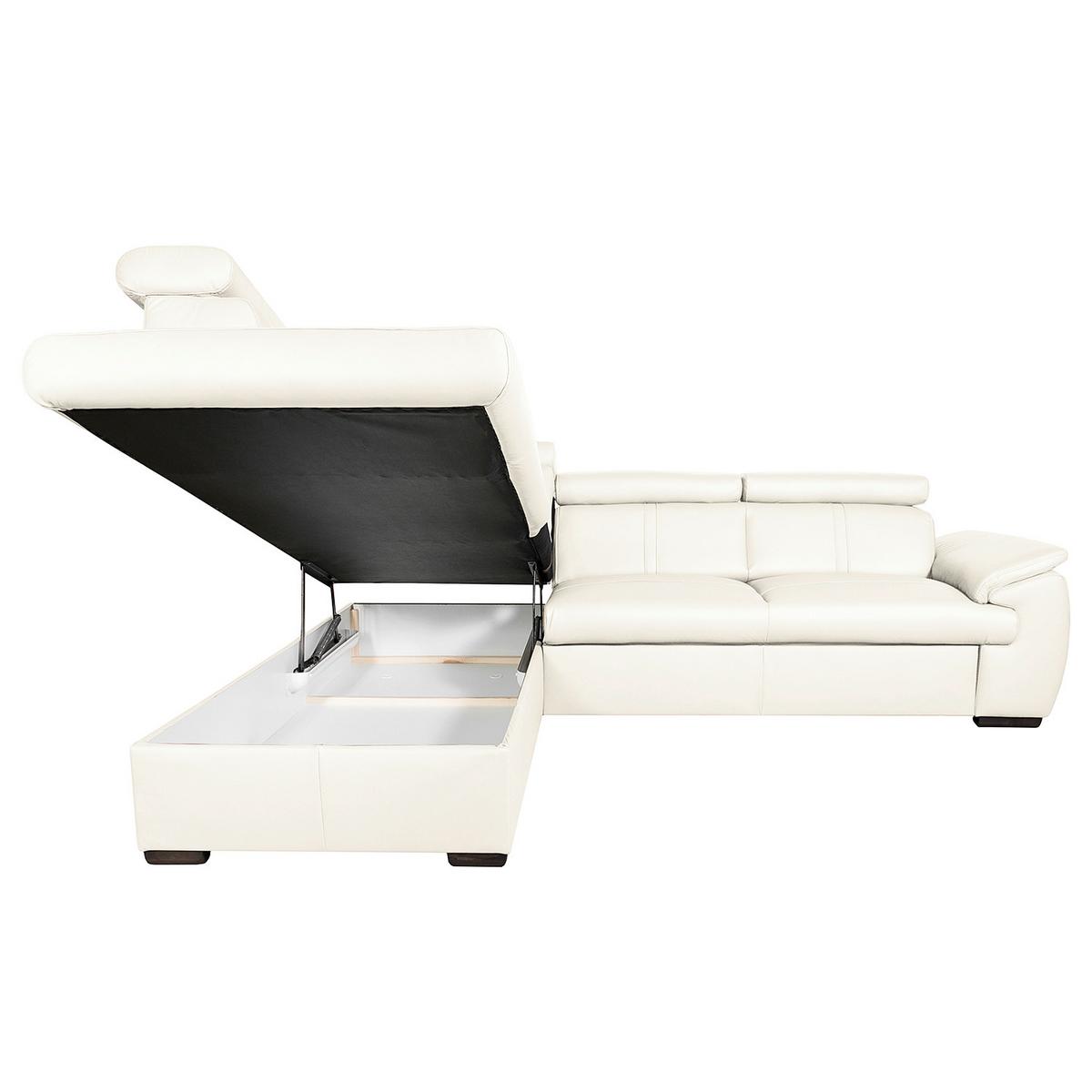 Ecksofa City Weiß B: 211x265 cm - Wengefarben/Weiß, Design, Leder (211/265cm) - Livetastic