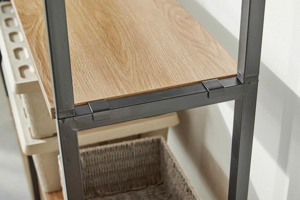 Regal Naturfarben/schwarz B: 87,5 Cm - Schwarz/Naturfarben, Design, Holzwerkstoff/Metall (87,50/210/30cm) - Livetastic