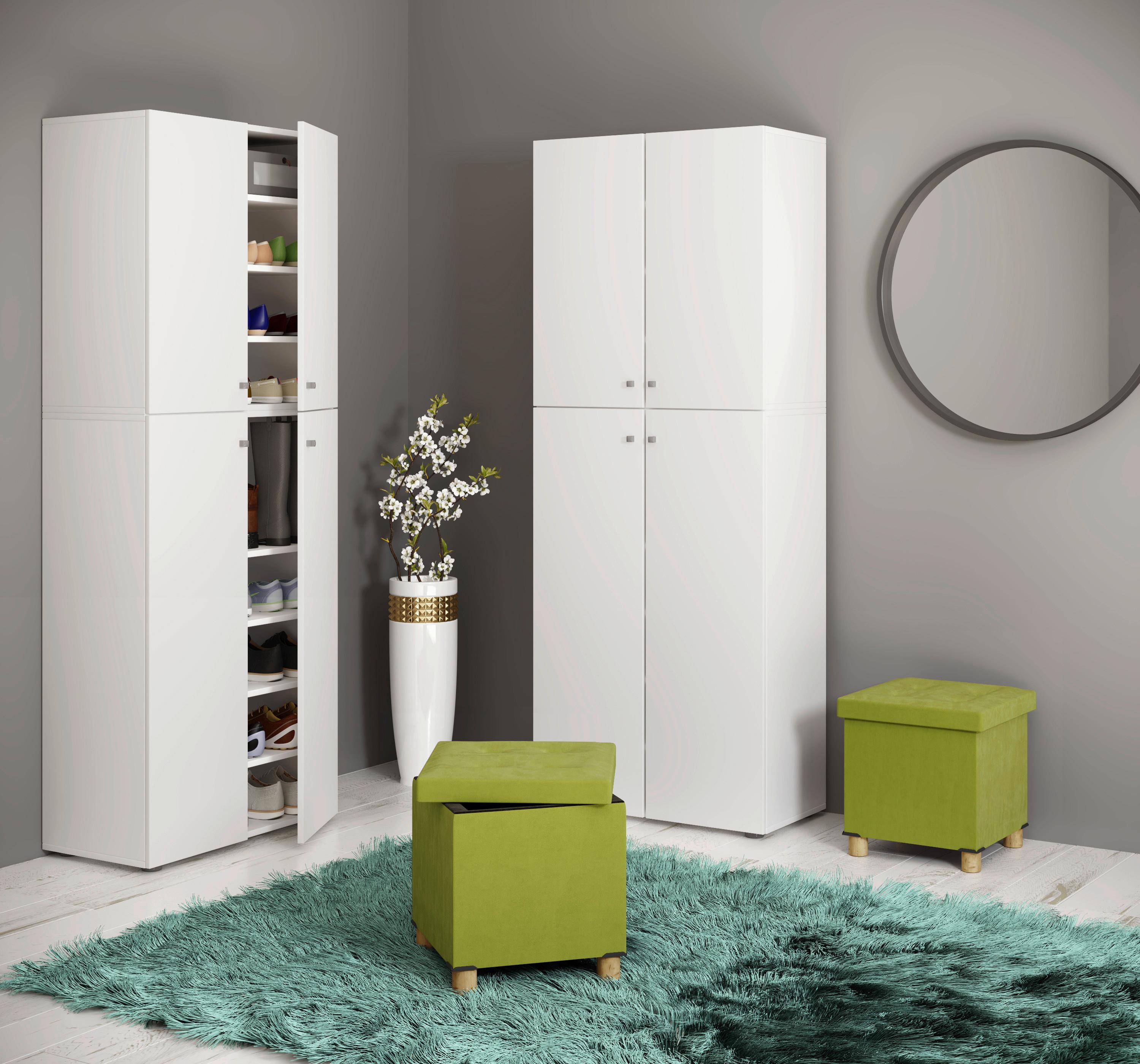 Úložný box na sedenie SIZOS M zelená - hnedá/zelená, Modern, kompozitné drevo/textil (38/40/38cm) - MID.YOU