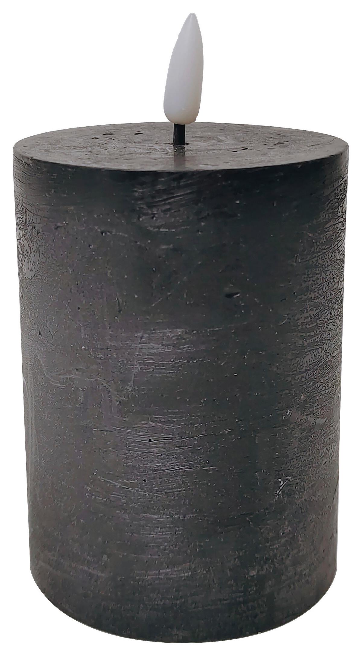 Svíčka s LED Mandy, V: 10cm - černá, plast/přírodní materiály (7,5/10cm) - Premium Living