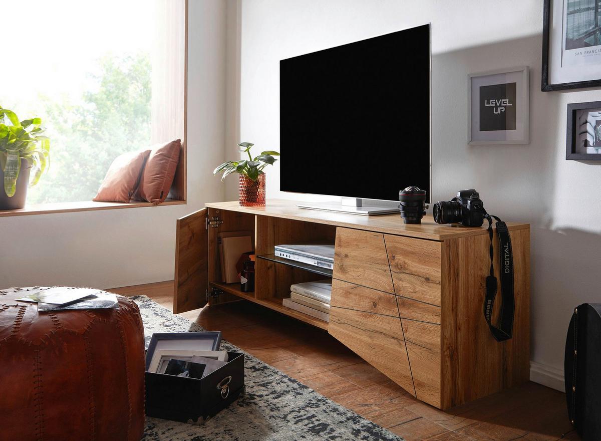 Lowboard Wohnling B: 160 cm Braun - Braun, MODERN, Glas/Holzwerkstoff (160/50/40cm) - MID.YOU