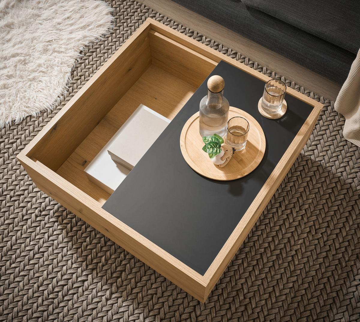 Couchtisch Soleto Graphit-/Eichefarben B: 76cm - Eichefarben/Graphitfarben, Design, Holzwerkstoff (76/35/75cm) - MID.YOU