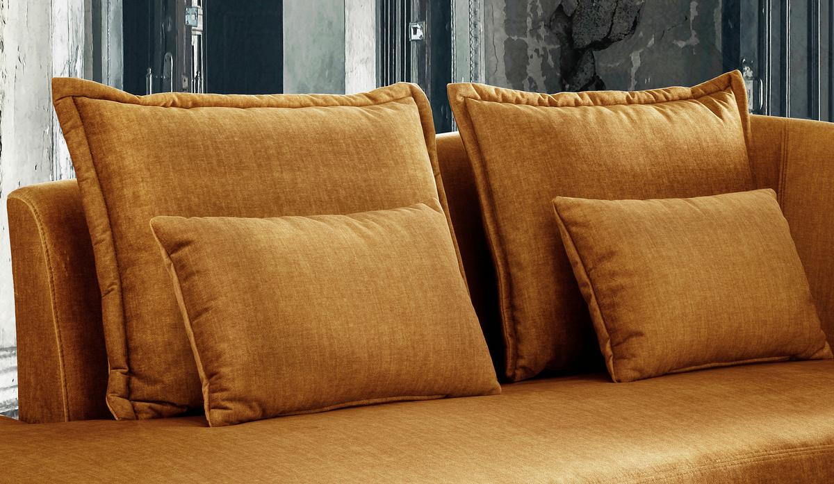 Ottomane Pistaccio Gelb Velours, Rücken Echt B: 211 cm - Gelb/Schwarz, MODERN, Textil (211/85/102cm) - Livetastic