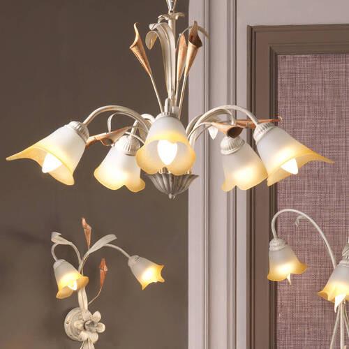 Kronleuchter 4722/5 - Weiß, Natur, Glas/Metall (70/100cm)