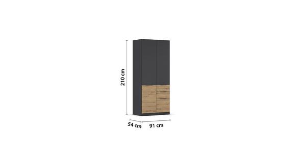 Drehtürenschrank Mit Schubladen  91cm Max-Extra - Eiche Artisan/Grau, KONVENTIONELL, Holzwerkstoff (91/210/54cm) - James Wood