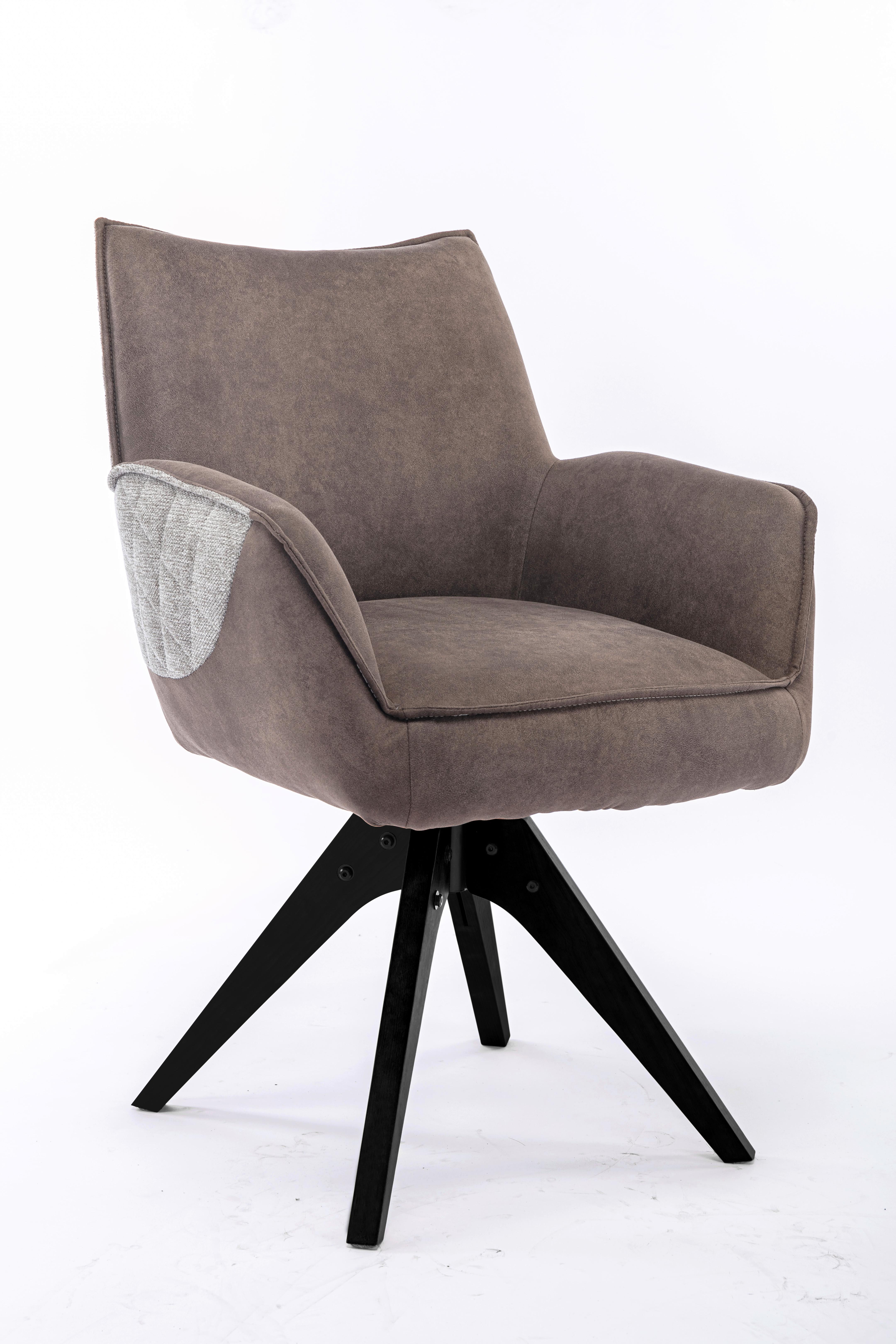 Stuhl Fulton Braun, Grau Beine Schwarz, B: 62 cm - Schwarz/Braun, Design, Holz/Textil (62/85/64cm) - Stylife