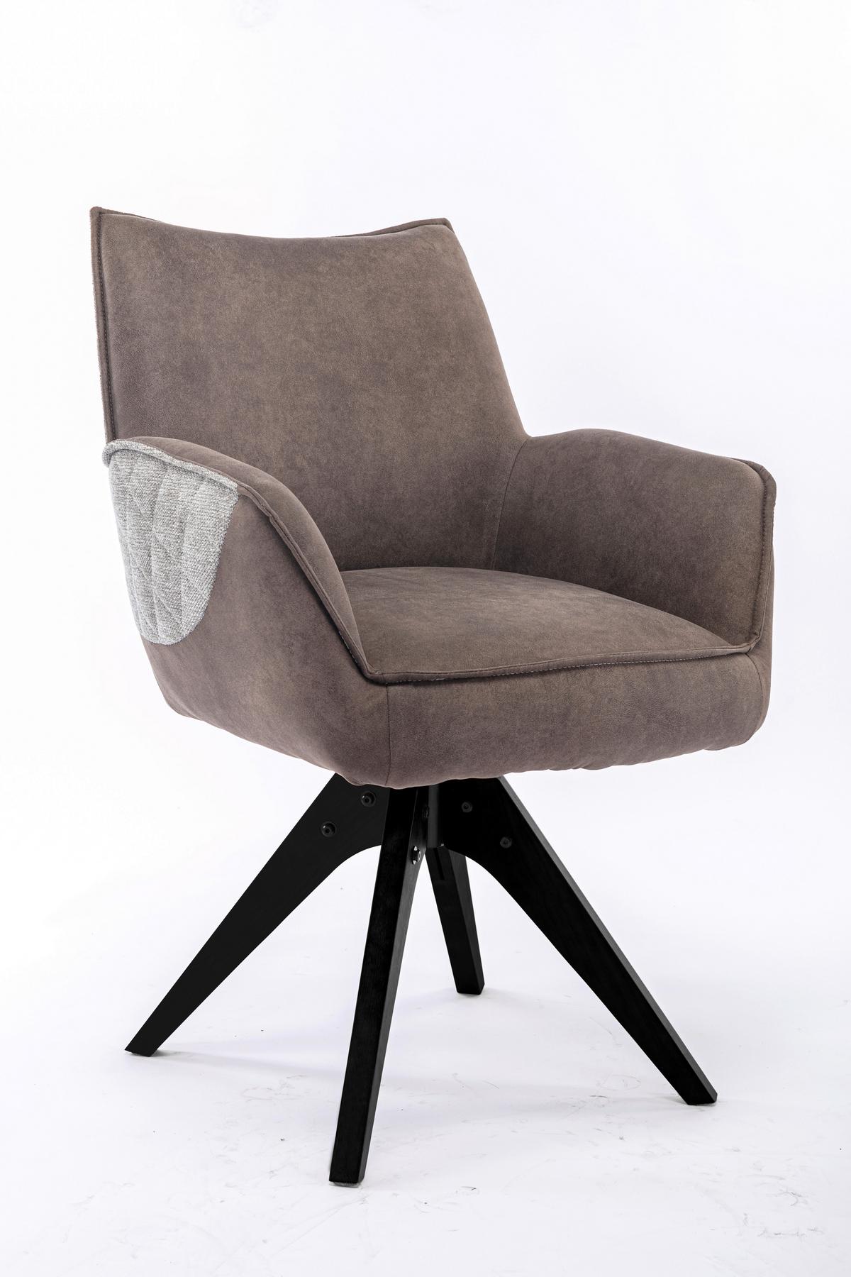 Stuhl Fulton Braun, Grau Beine Schwarz, B: 62 Cm - Schwarz/Braun, Design, Holz/Textil (62/85/64cm) - Stylife