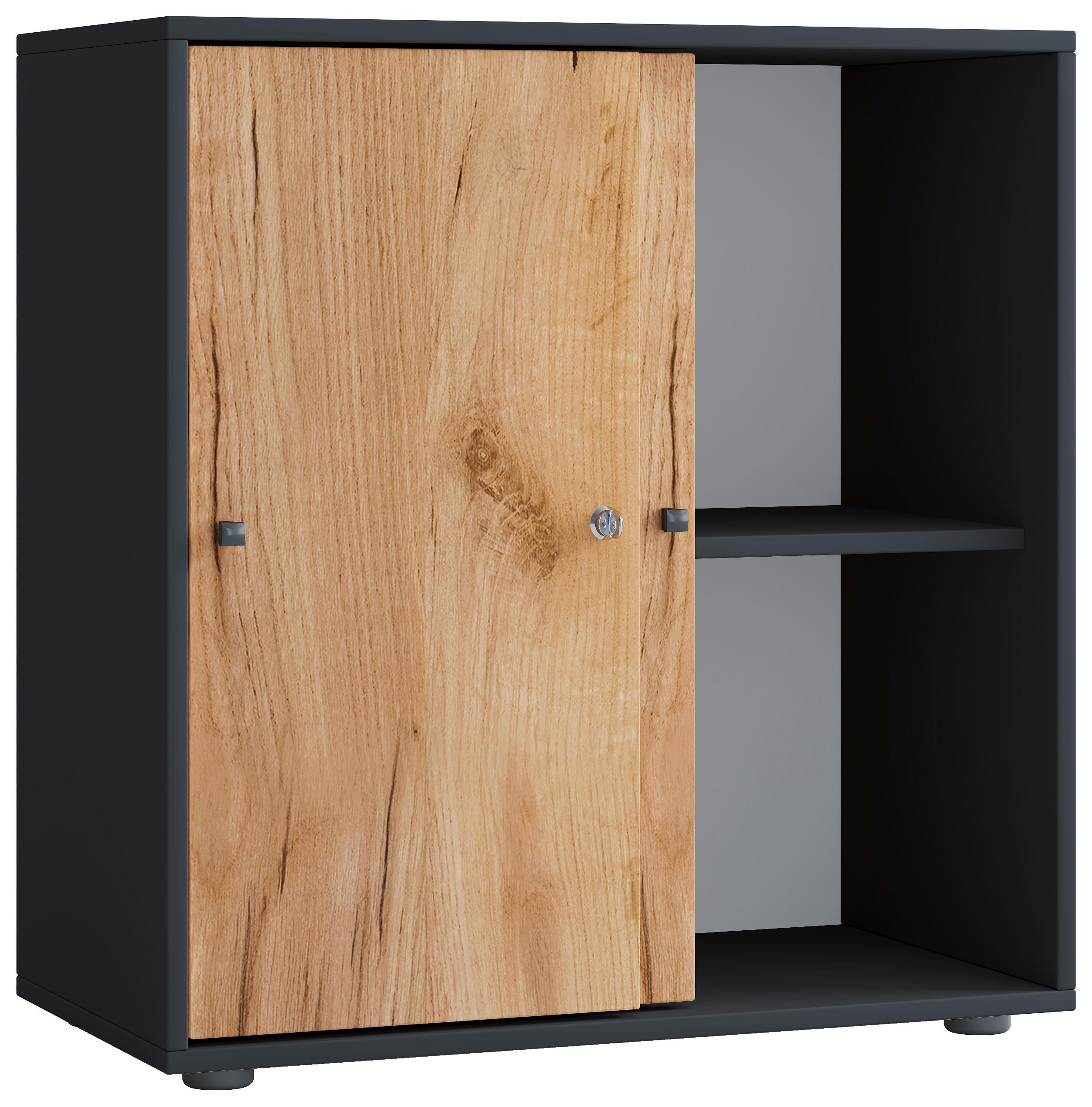 Regal Lona Anthrazit/Eiche Dekor B: 70cm - Honigeiche/Anthrazit, Design, Holzwerkstoff (70/74/37cm) - MID.YOU