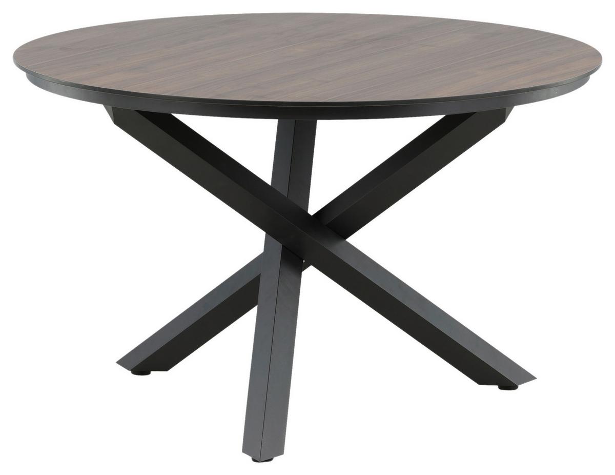Gartentisch Llama - Schwarz/Braun, KONVENTIONELL, Kunststoff/Metall (120/120/75cm) - Gardenson
