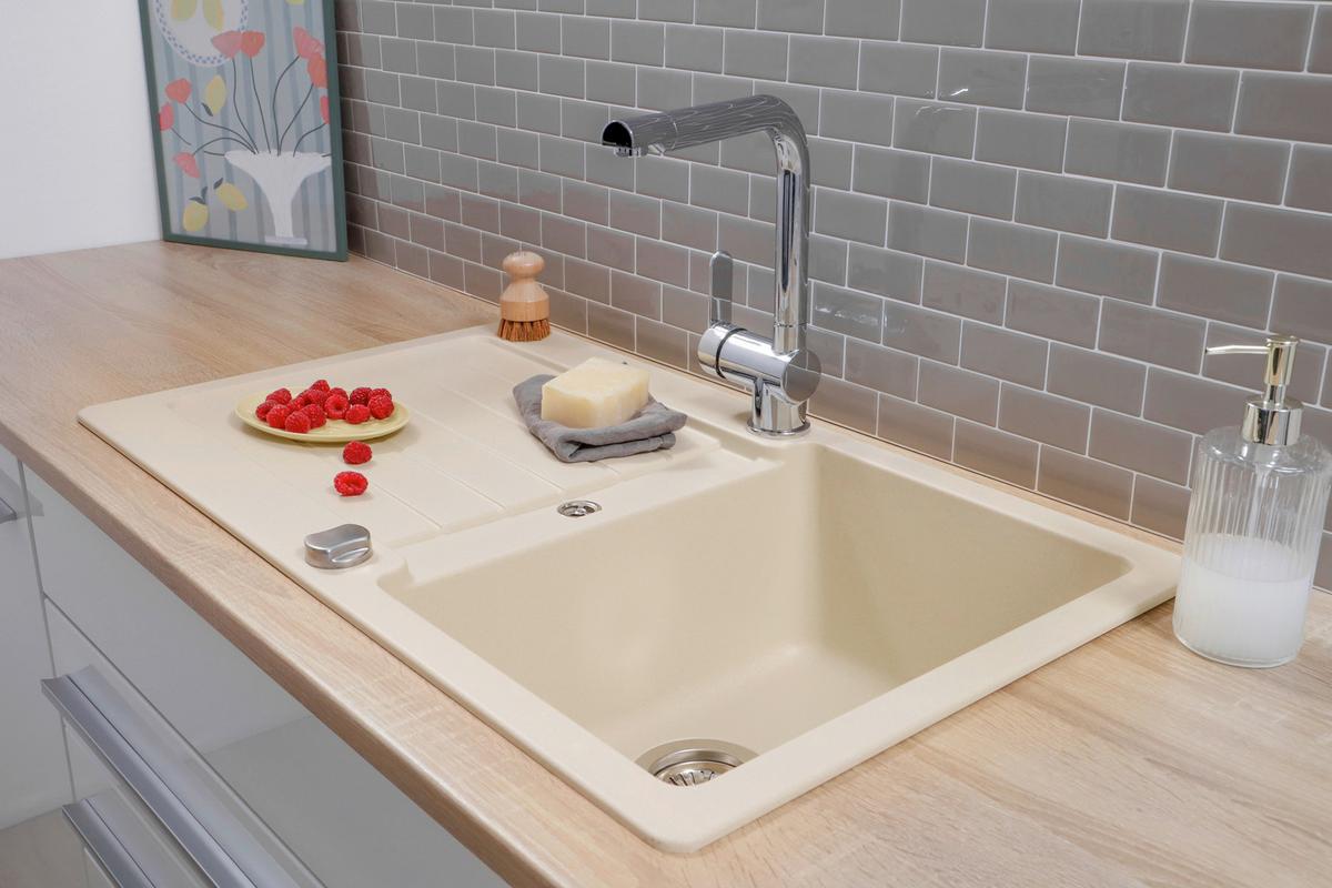 Spüle Austin Creme B: 86 cm - Creme, Design, Stein (86/21/50cm) - Respekta