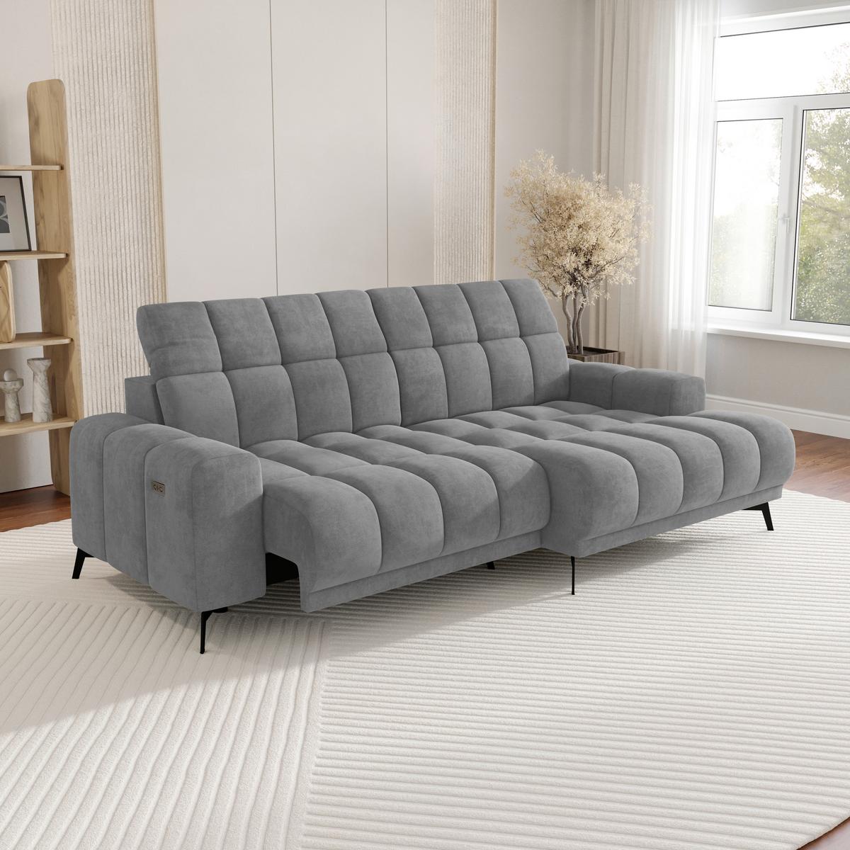 Rohová sedačka LAYA, pravá, šedá tkanina MEMPHIS - šedá, Moderní, textil (250/155cm) - Premium Living