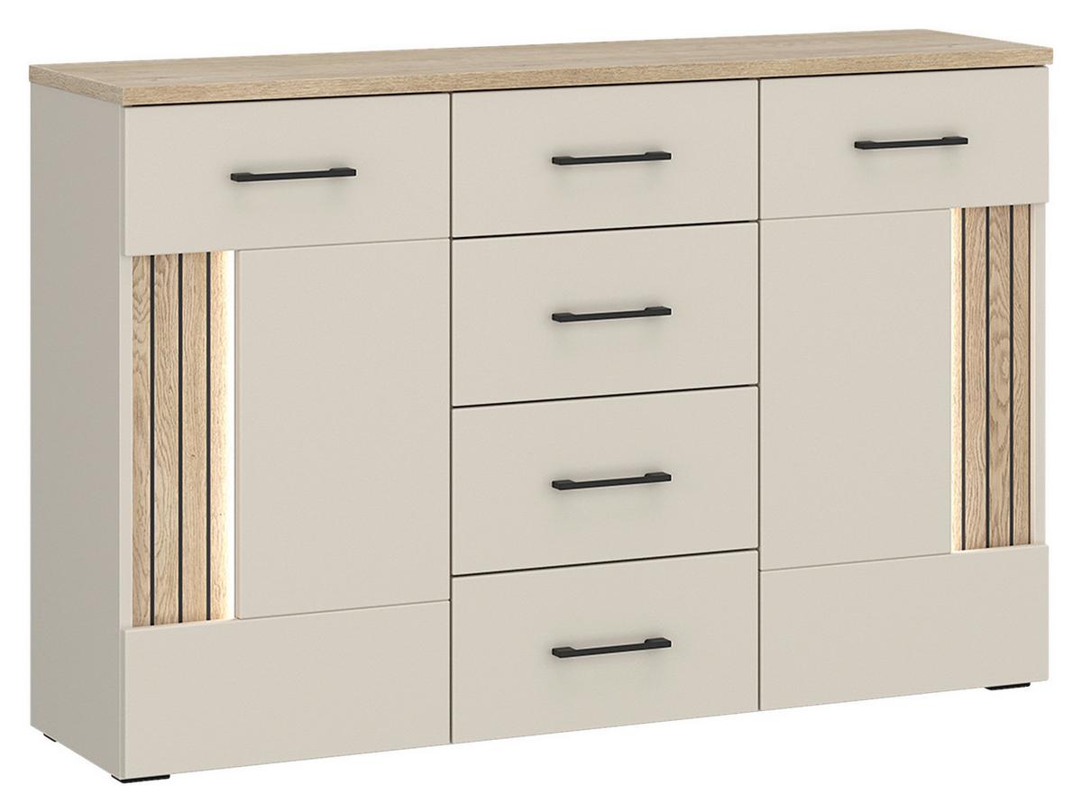 Sideboard B: 128,4cm Amare Kaschmir/eichefarben - Kaschmir/Eichefarben, MODERN, Holzwerkstoff (125/84,8/40cm)