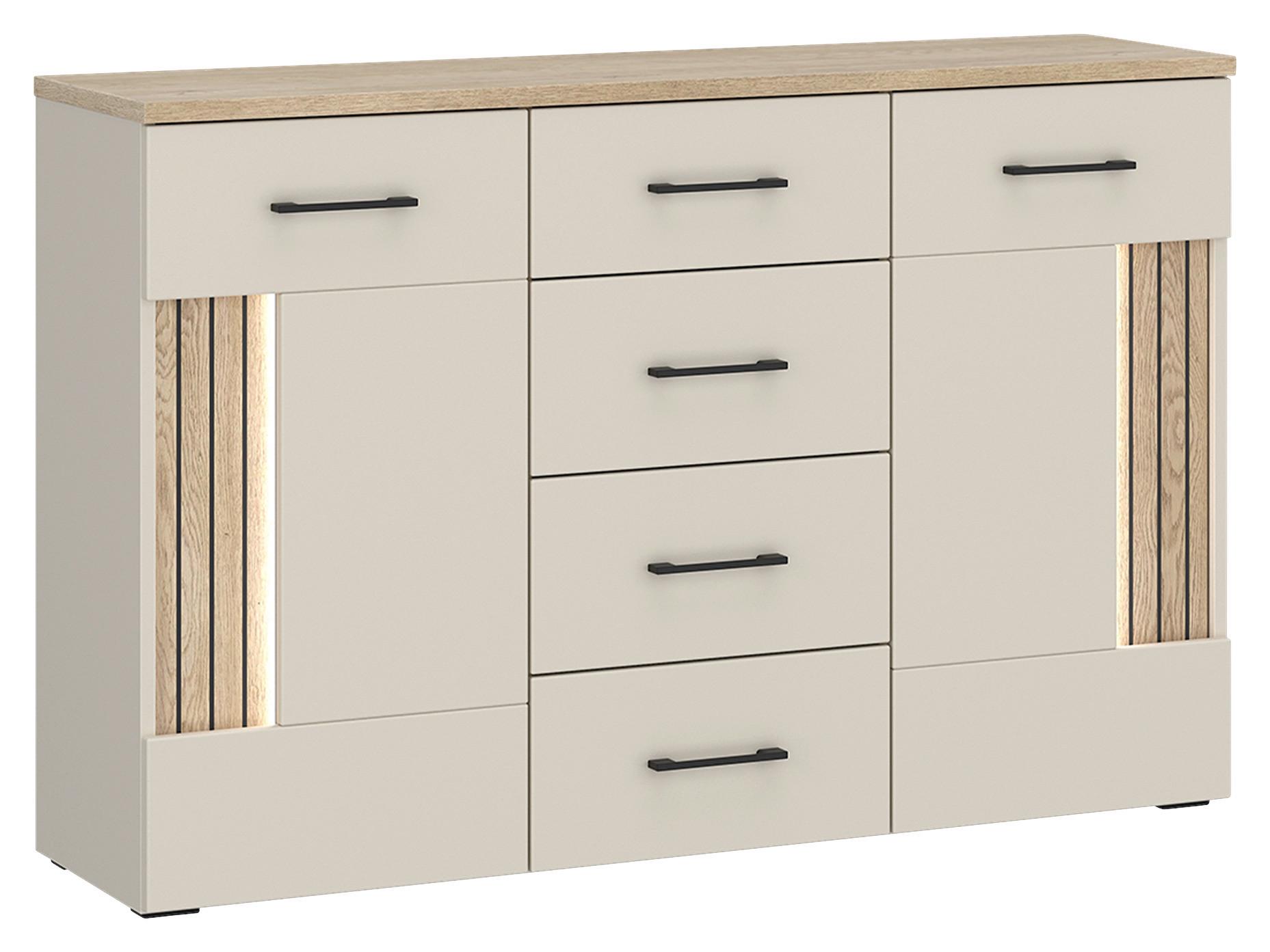 Sideboard B: 125 cm Amare Kaschmir/Eichefarben