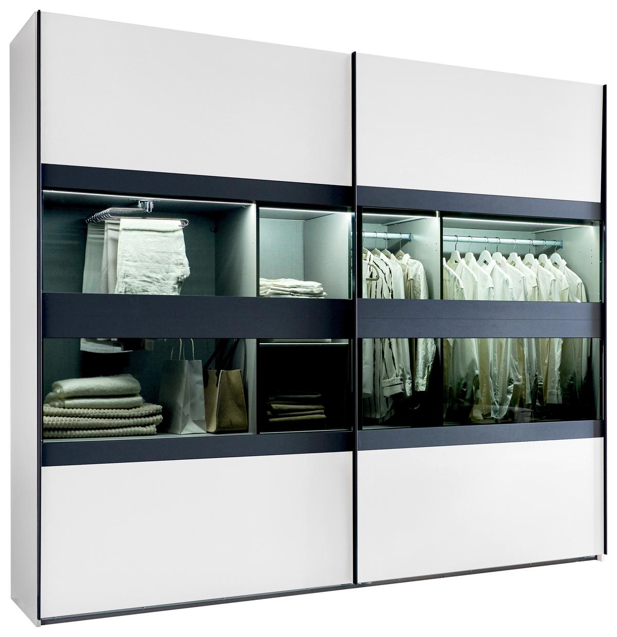 SKRIŇA S POSUVNÝMI DVERAMI EASY PLUS BLACK - čierna/biela, Modern, kov/kompozitné drevo (270/236/65cm)