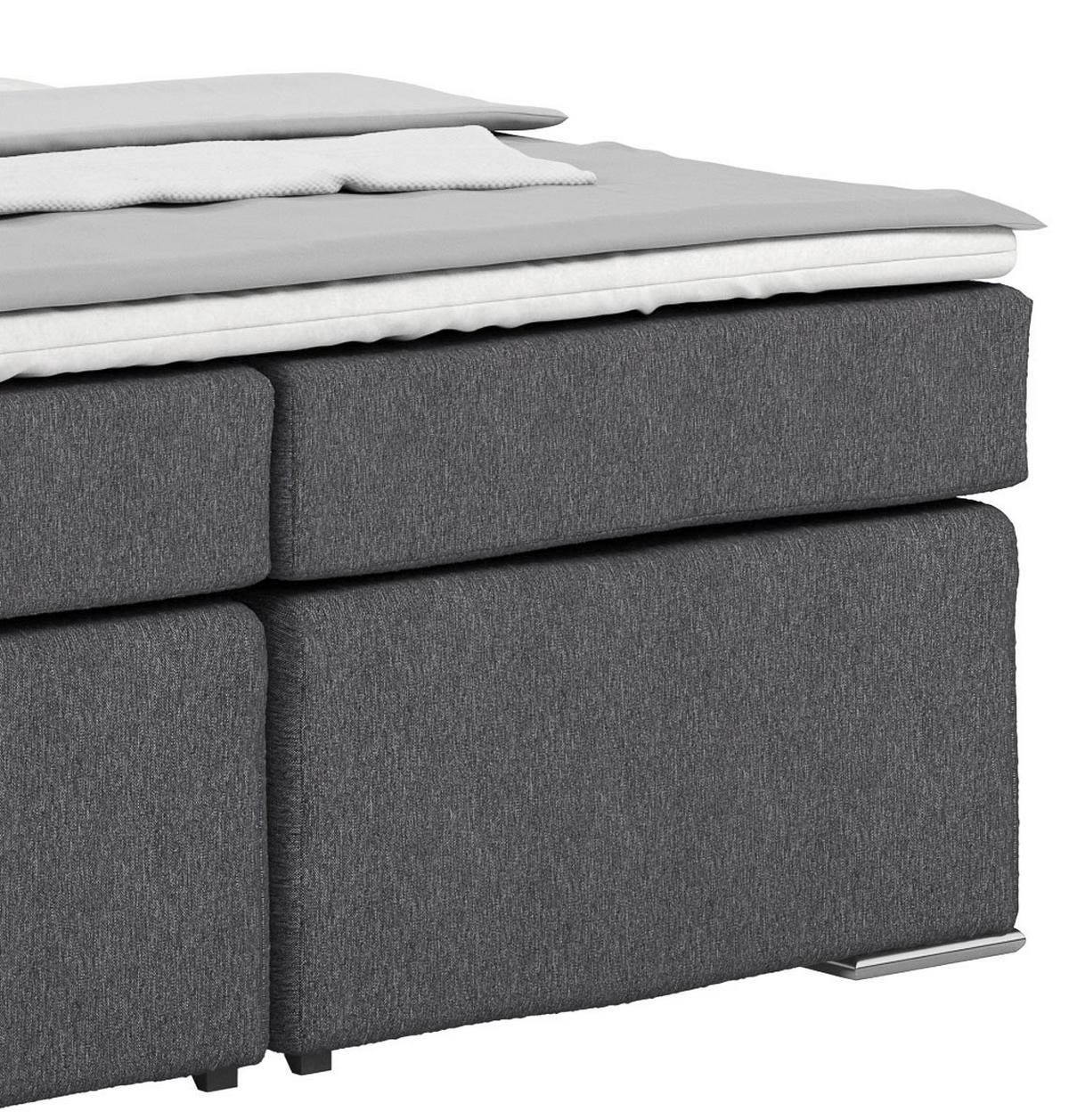 Posteľ Boxspring NERO 160x200 cm, tmavosivá - sivá/chrómová, Konventionell, kov/textil (160/200cm)
