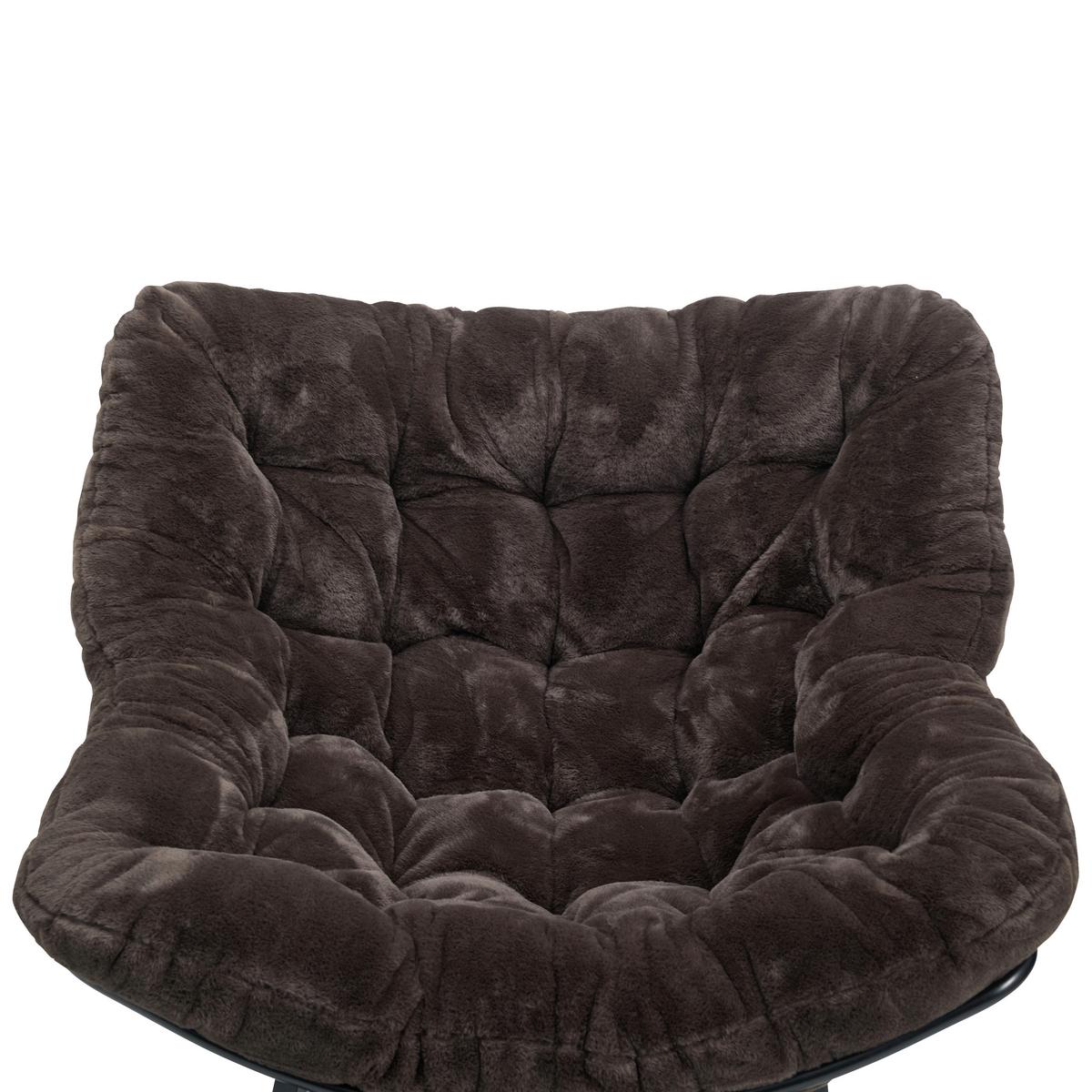 Houpací křeslo CLOUD, tmavě hnědá umělá kožešina - tmavě hnědá/černá, Moderní, kov/dřevo (96/88/103cm) - Mömax