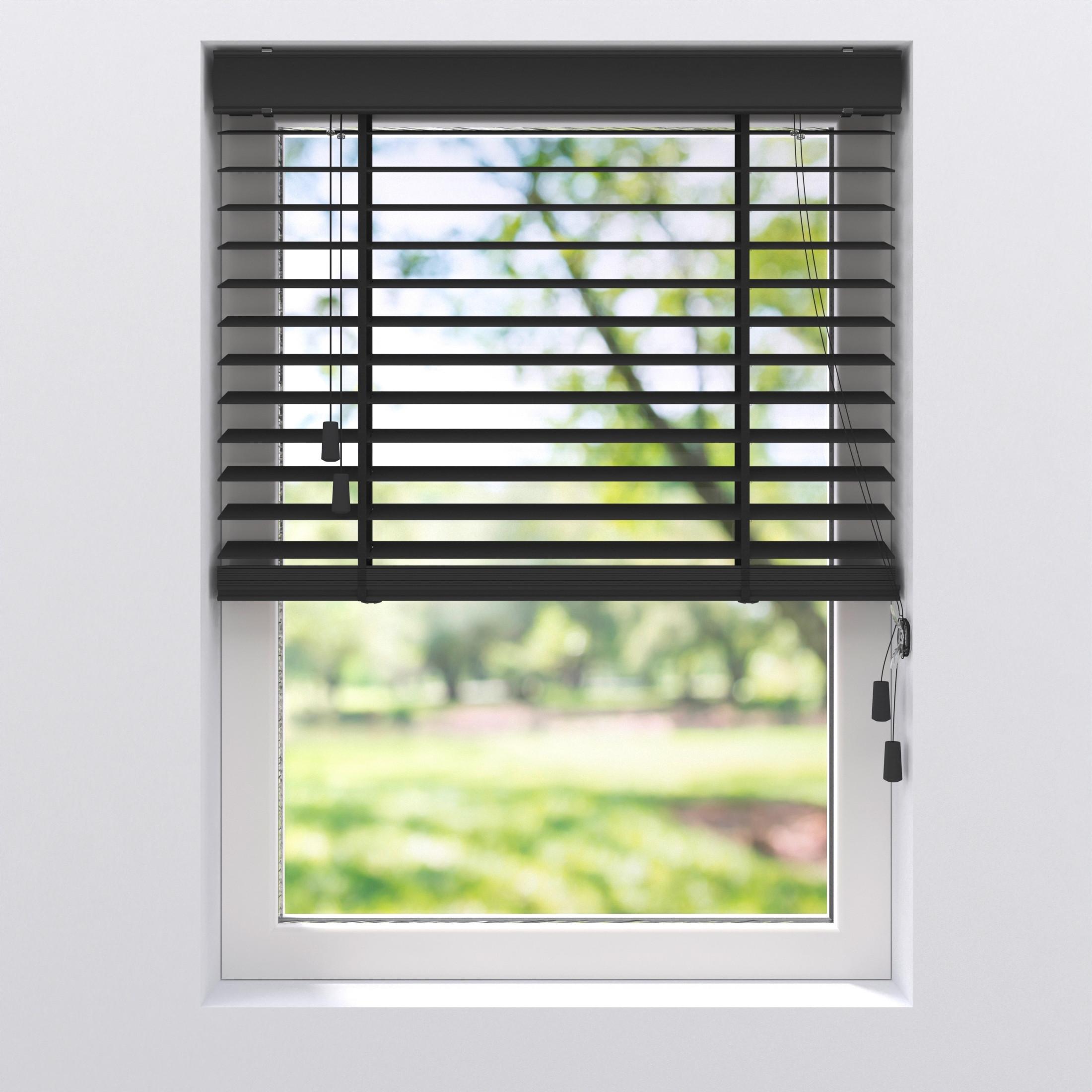 Jalousie Venetian 60x130 Cm Mit Schnurzug - Schwarz, Natur, Holz (60/130cm)