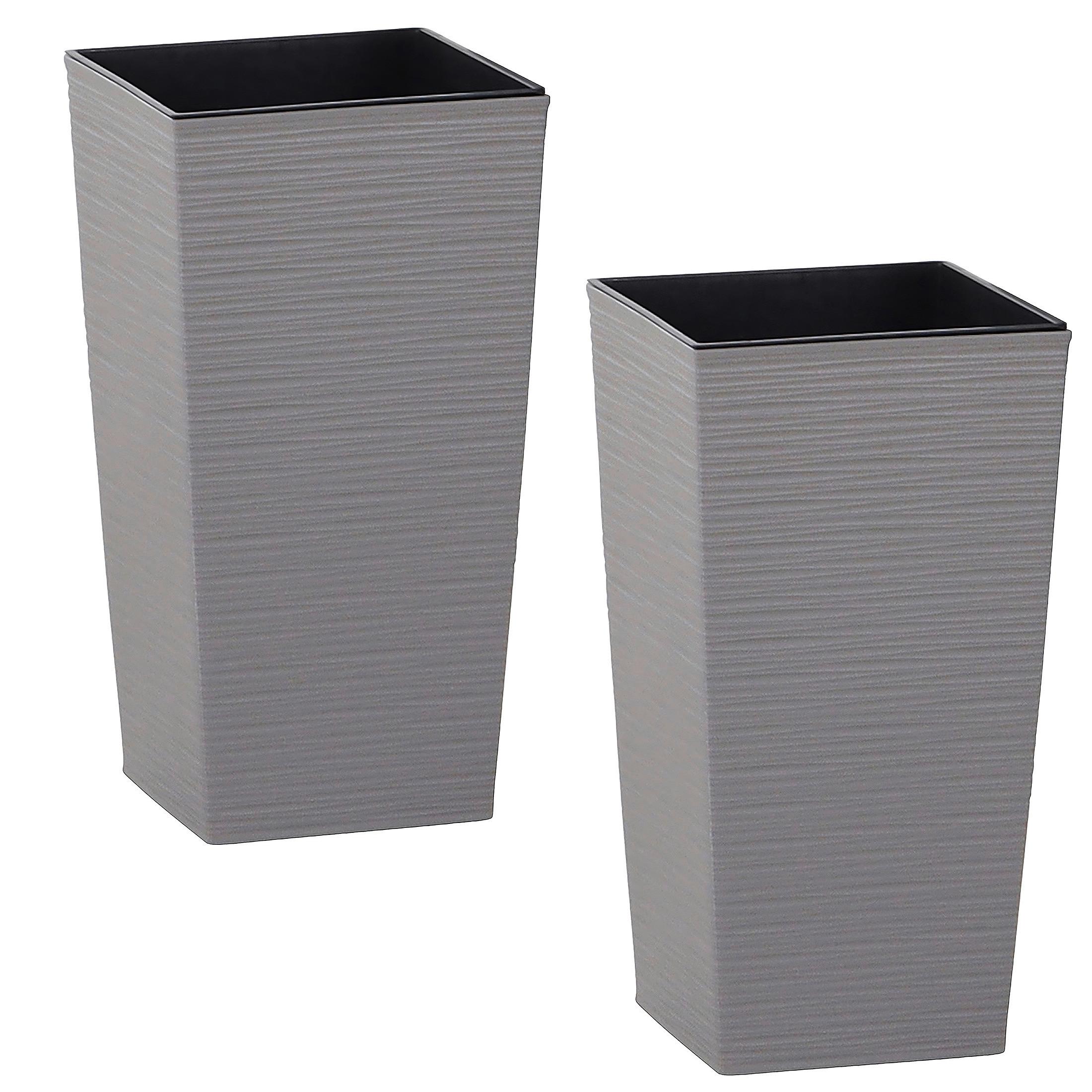 Übertopf-Set Eco Nizza 2-teilig, Grau - Grau, Basics, Kunststoff (25/46,5/25cm) - Siena Garden