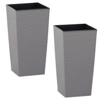 Übertopf-set Grau B: 30 Cm 2-Teilig - Grau, Basics, Kunststoff (30/57/30cm) - Siena Garden