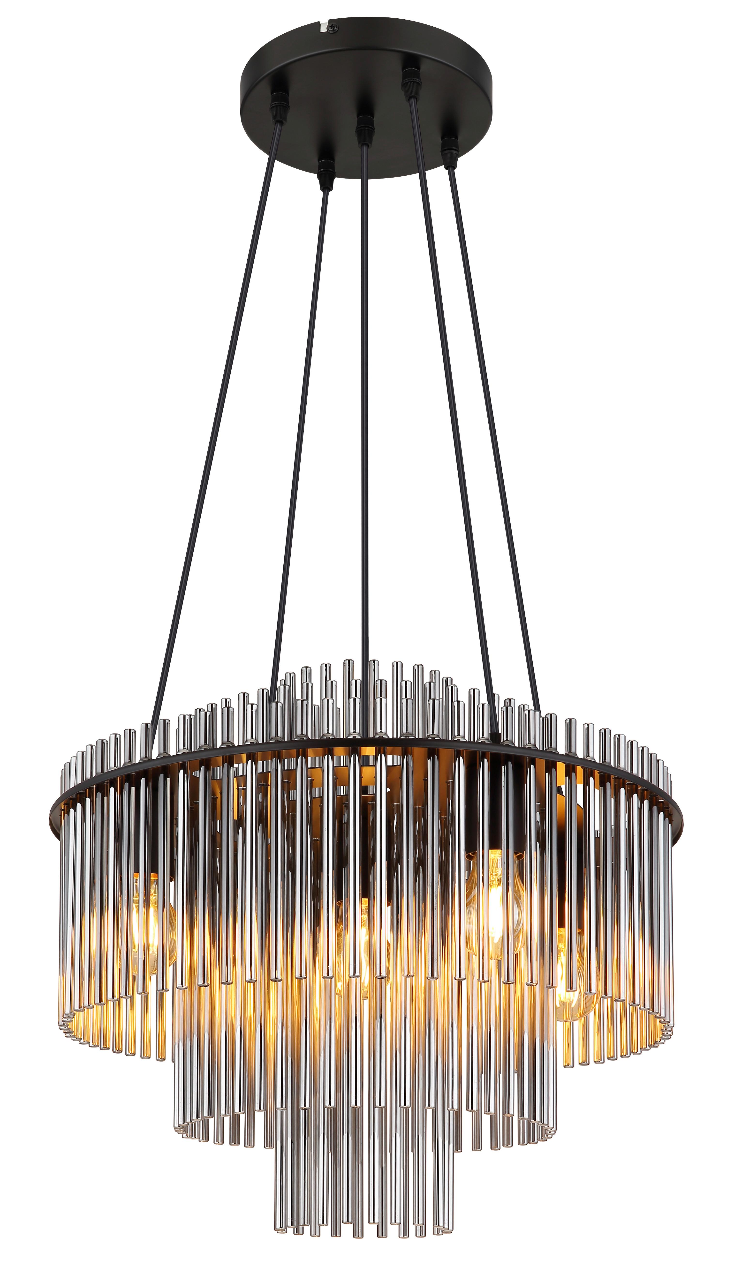 Hängeleuchte 15698h1 Gorley - Schwarz/Grau, Basics, Glas/Kunststoff (50/120cm) - Globo