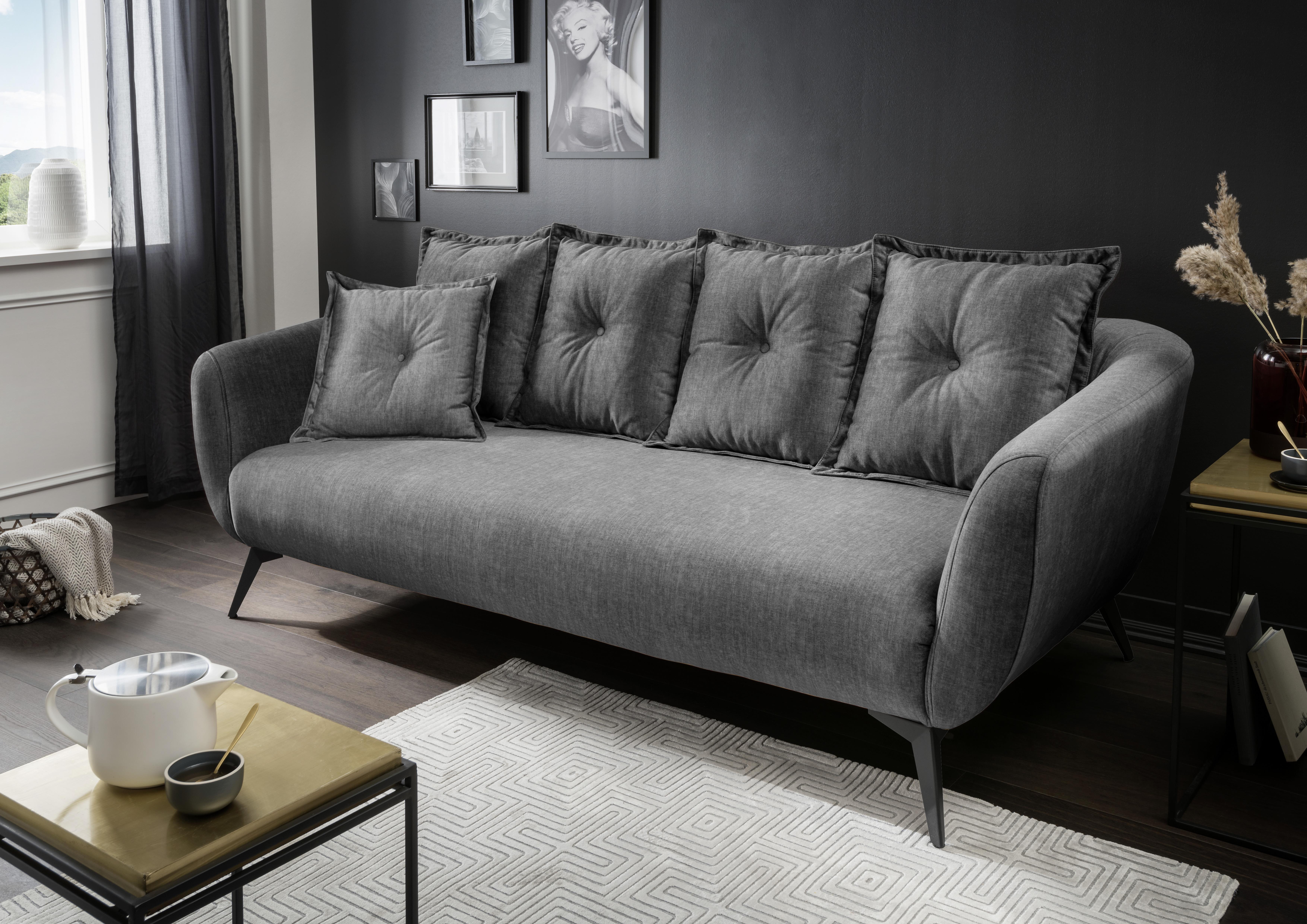 3-Sitzer-Sofa Baggio Grau B: 236 cm - Schwarz/Grau, MODERN, Holz/Textil (236/94/103cm) - Livetastic
