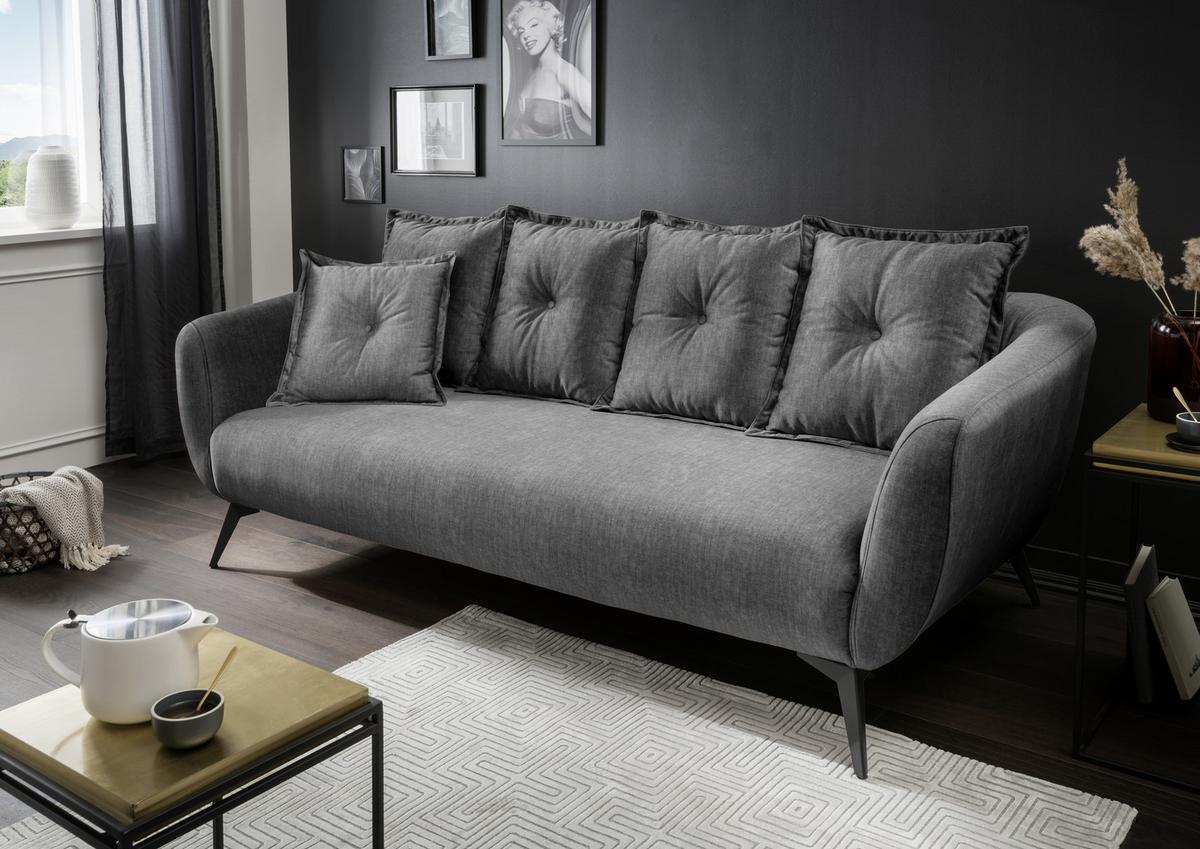 3-Sitzer-Sofa Baggio Grau B: 236 cm - Schwarz/Grau, MODERN, Holz/Textil (236/94/103cm) - Livetastic