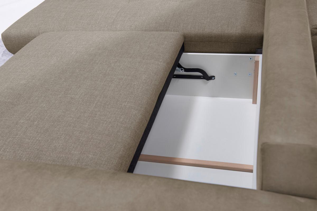 Ecksofa Larnaca, Cappuccino Schenkel: 177x269 Cm - Chromfarben/Cappuccino, Design, Textil (177/269cm) - Livetastic