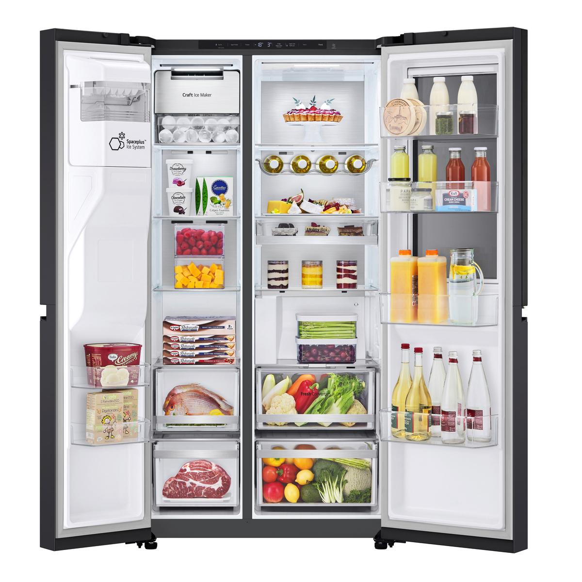 Kühl-Gefrier-Kombination LG Gsxe90evdd - Schwarz, Basics, Glas/Kunststoff (91.3/179/73.5cm)