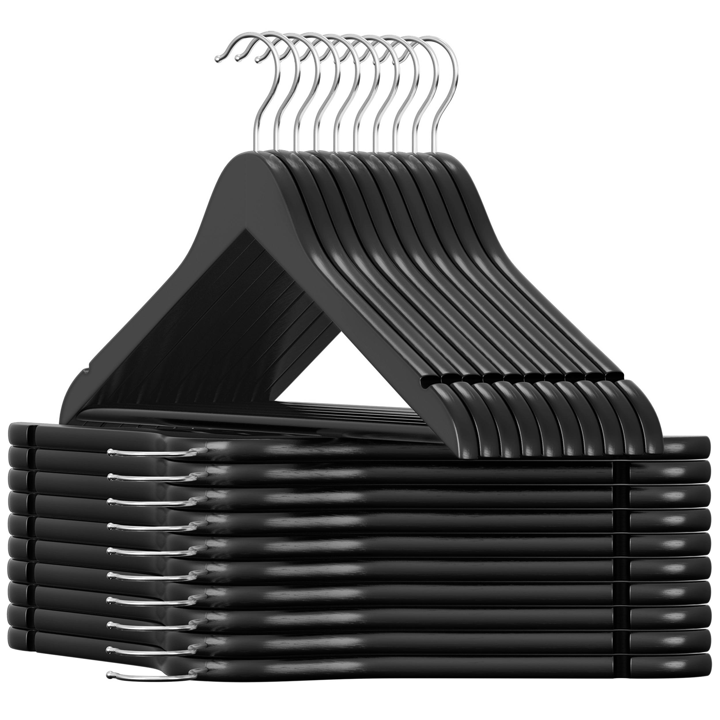 Kleiderbügelset Schwarz B: 44,5 Cm - Schwarz, Basics, Holz/Metall (44,5cm)