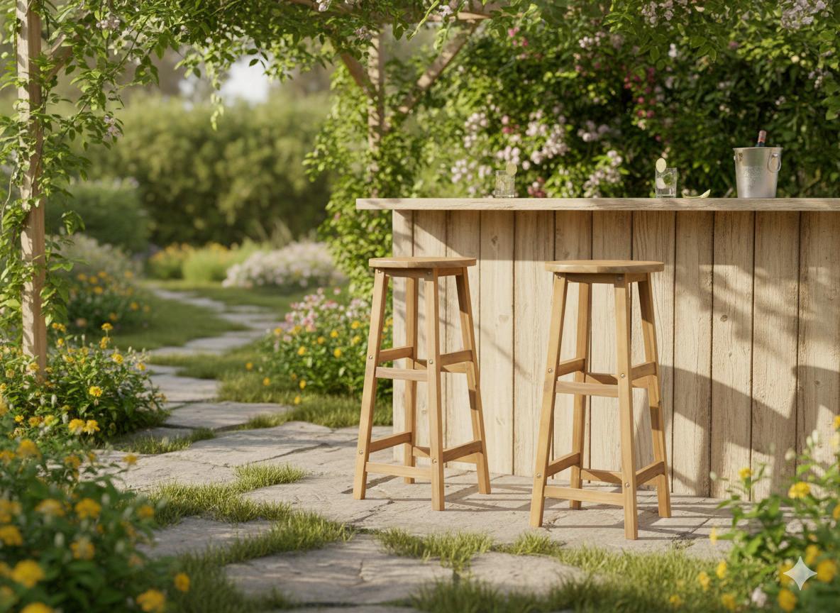 Barhocker-Set aus Akazie ca. 34x34x76 cm - Akaziefarben, Basics, Holz (34/34/76cm)
