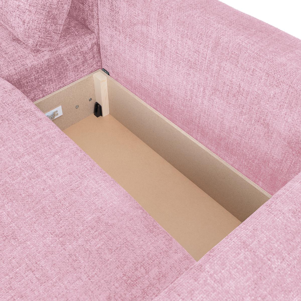 Ecksofa Dallas - Schwarz/Rosa, MODERN, Holz/Kunststoff (258/173cm)
