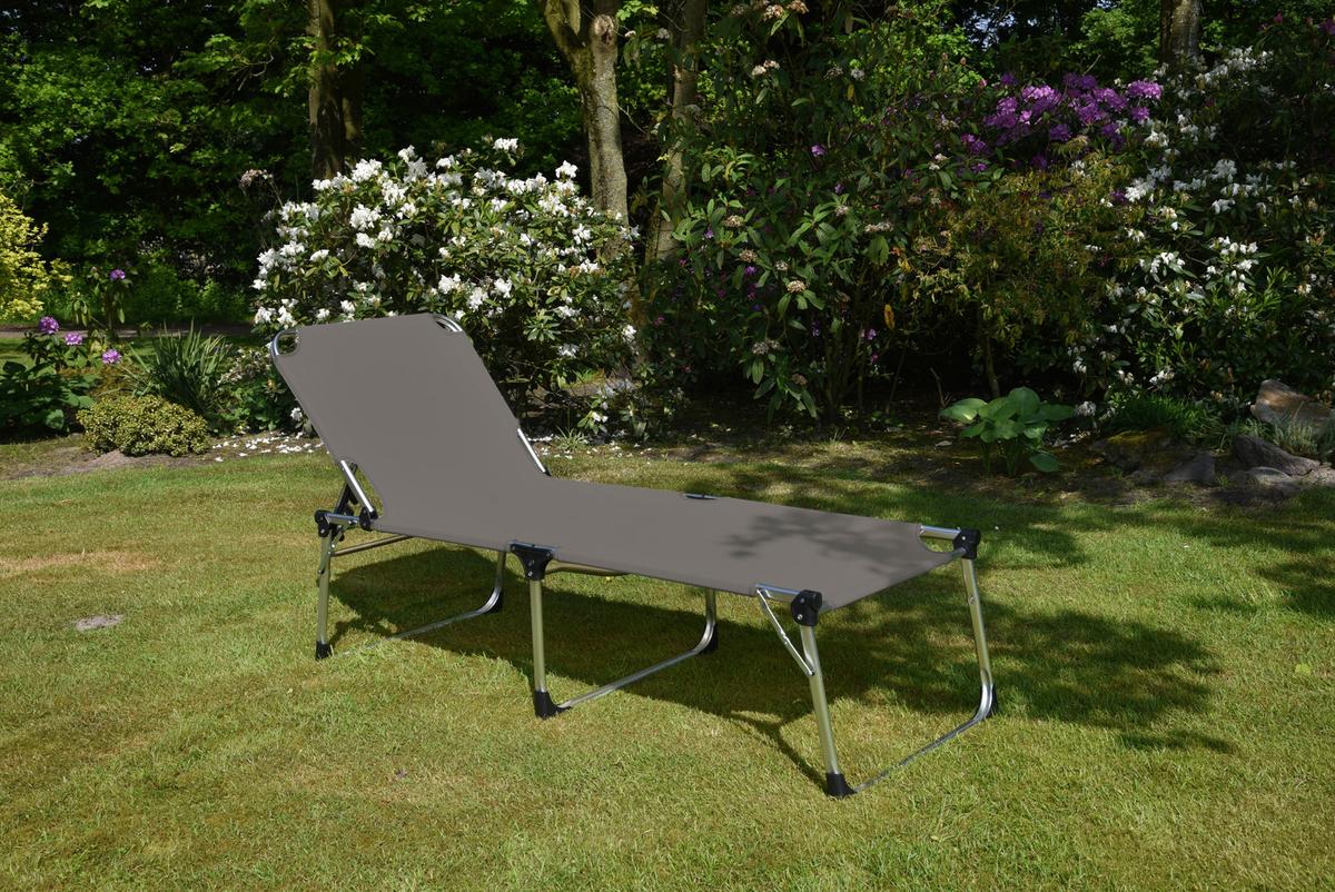 Sonnenliege Abaco - Anthrazit/Silberfarben, Basics, Kunststoff/Metall (70/45/214cm) - Gardenson