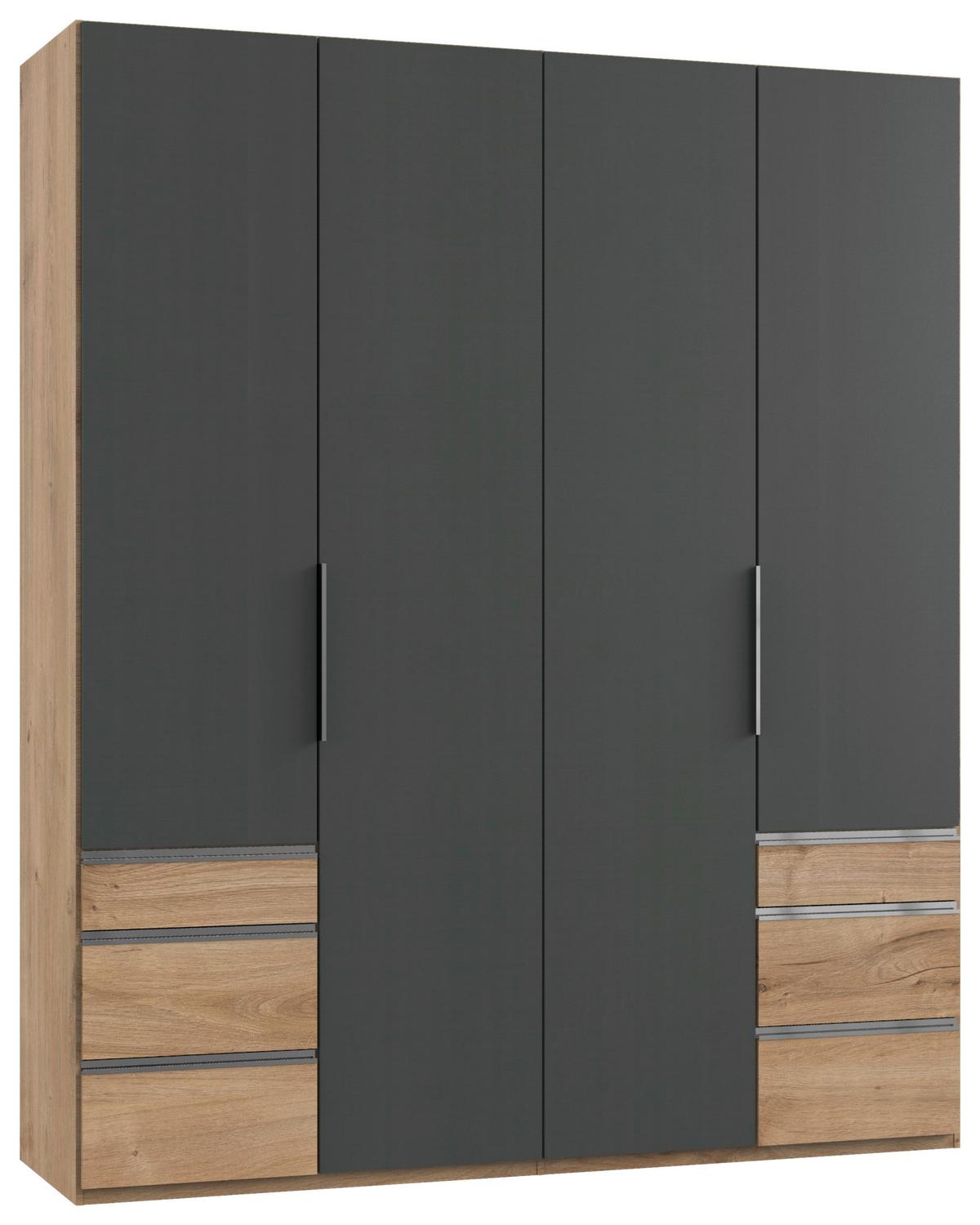 Drehtürenschrank 200cm Level, Graphit/eiche Dekor - Eichefarben/Graphitfarben, MODERN, Holzwerkstoff (200/236/58cm) - MID.YOU