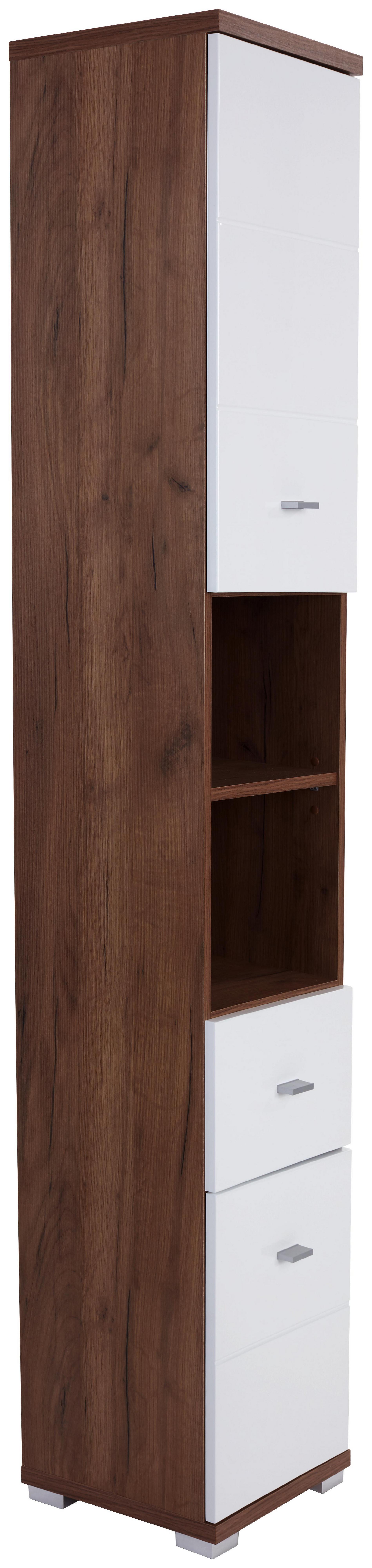 Magasszekrény Bari - Tölgyfa/Fehér, konvencionális, Faalapú anyag (35,5/190/31,5cm)