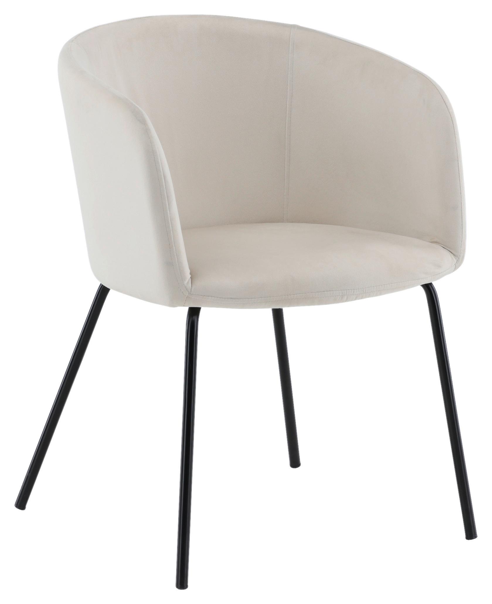 Stuhl Berit - Beige/Schwarz, Design, Holz/Textil (55/78/55cm) - Livetastic