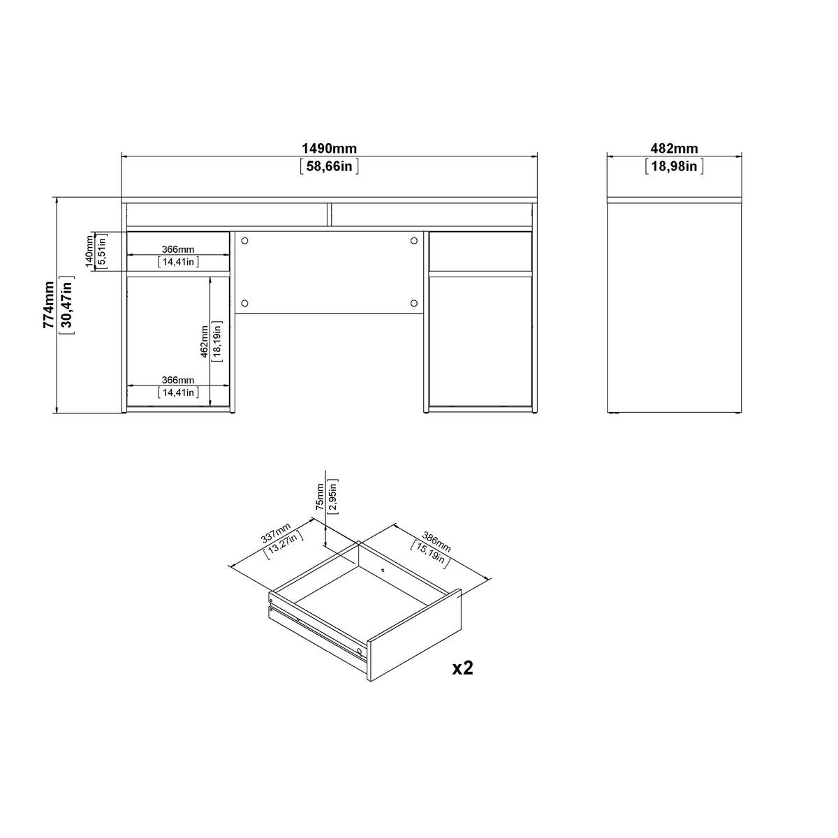 Schreibtisch Function Plus Eichefarben, L: 149 cm - Eichefarben, MODERN, Holzwerkstoff (149/48,2/156,2cm) - P & B