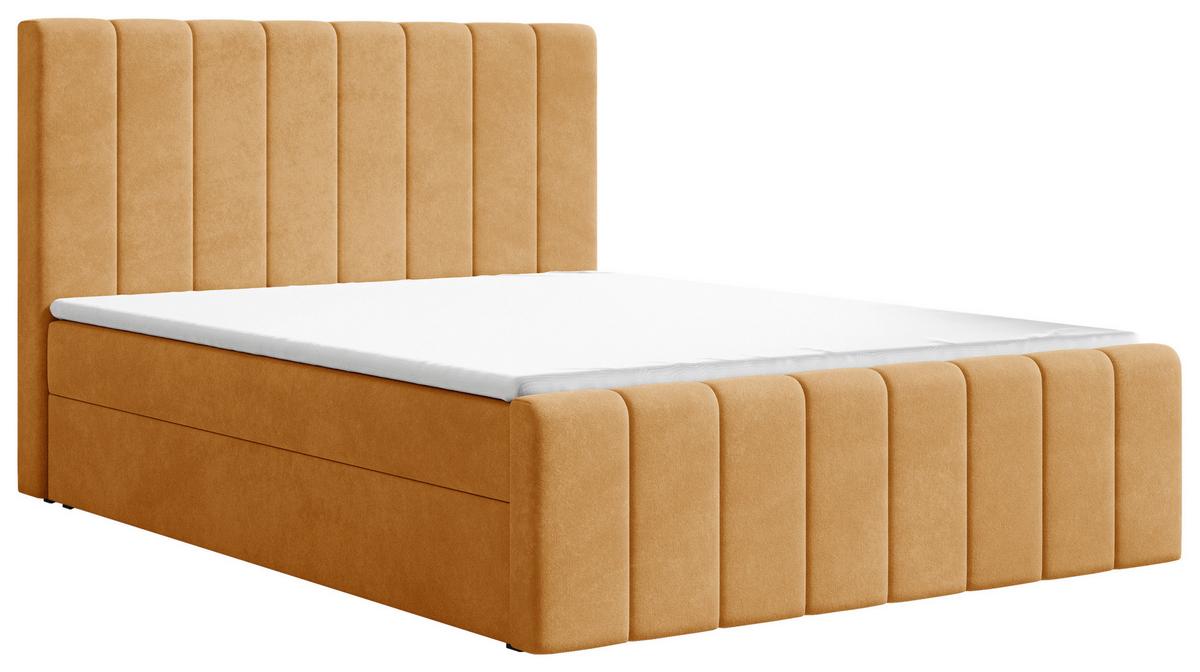Boxbett Lila mit Topper 180x200 - Currygelb/Schwarz, MODERN, Holz/Kunststoff (180/200cm) - Livetastic