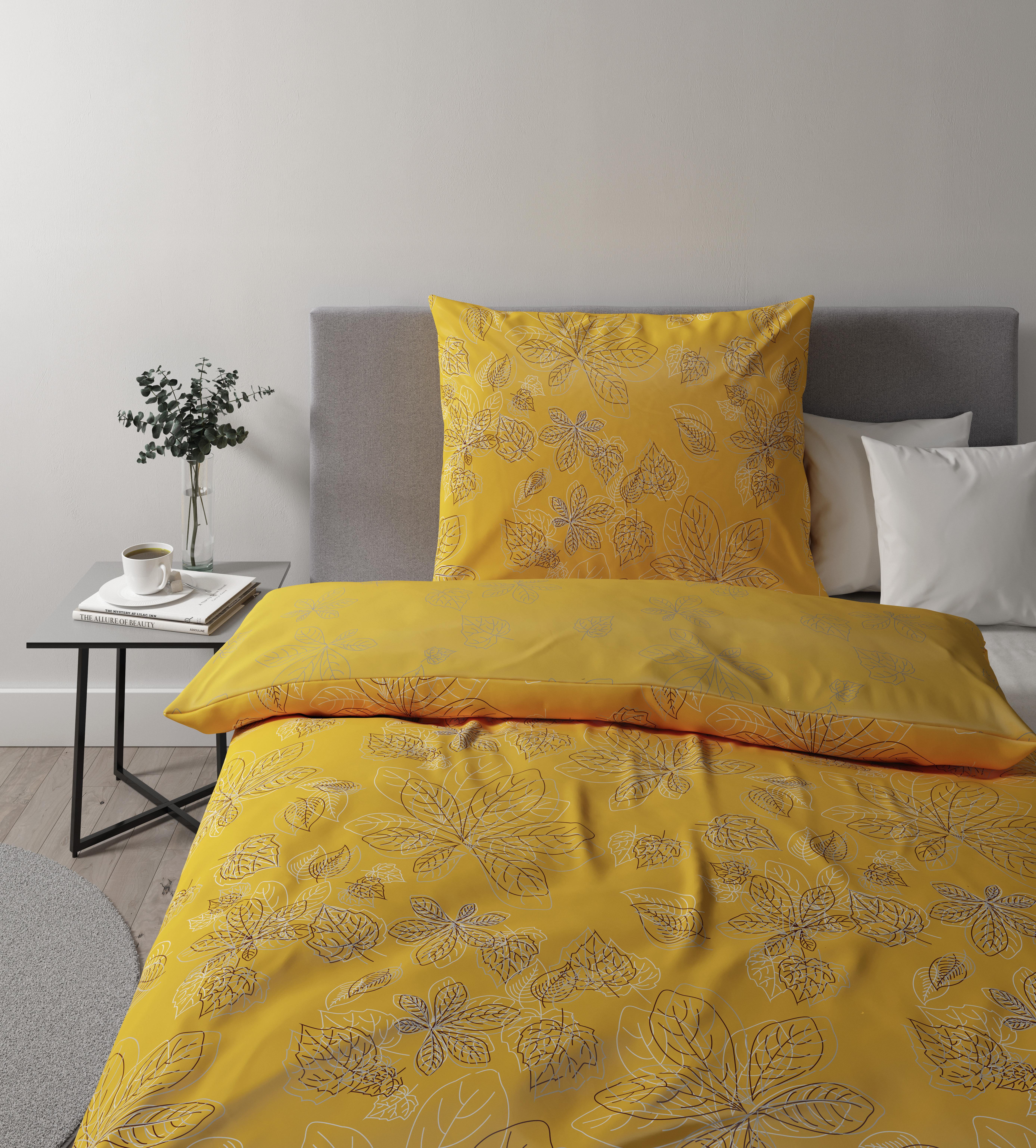 Saténové Povlečení Eden, 140/200cm, Žlutá - žlutá, Romantický / Rustikální, textil (140/200cm) - Premium Living