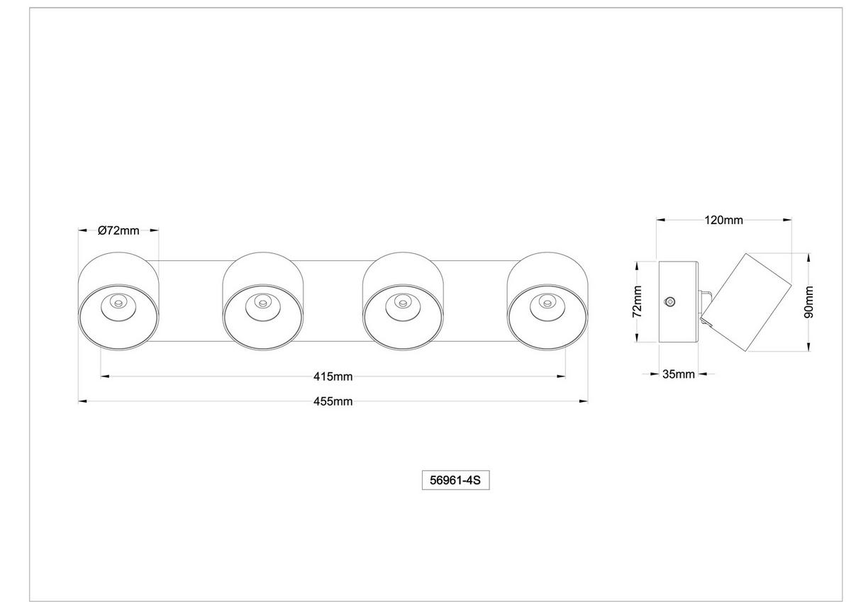 Led Reflektor 56961-4s Rae - homokszínű/fehér, Design, műanyag/fém (45.5/7.2/12cm) - Globo