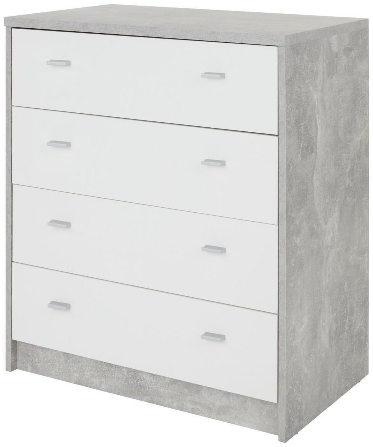 Kommode B 74cm 4-you New, Beton Optik/weiß - Schwarz/Weiß, MODERN, Holzwerkstoff (74/85,4/44,5cm)