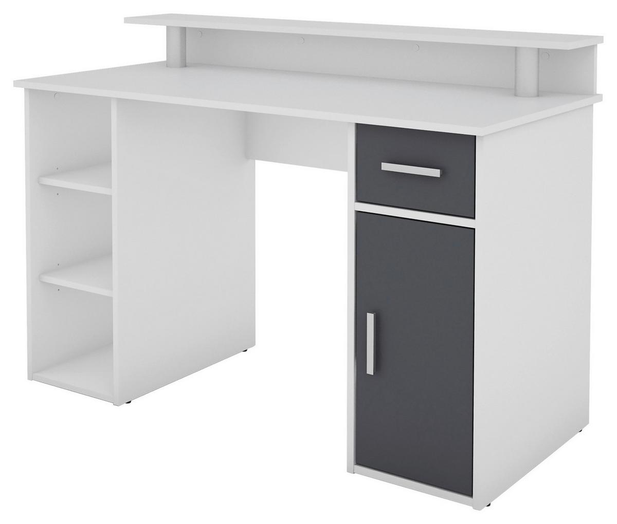 Schreibtisch B 55cm H 88 cm Diego Weiß/Anthrazit - Anthrazit/Weiß, LIFESTYLE, Holzwerkstoff (120/55/88cm) - MID.YOU