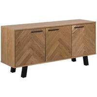 Sideboard Brighton B: 150 cm Eiche Dekor 3-Türig - Eichefarben/Schwarz, KONVENTIONELL, Holzwerkstoff (150/71/40cm) - MID.YOU