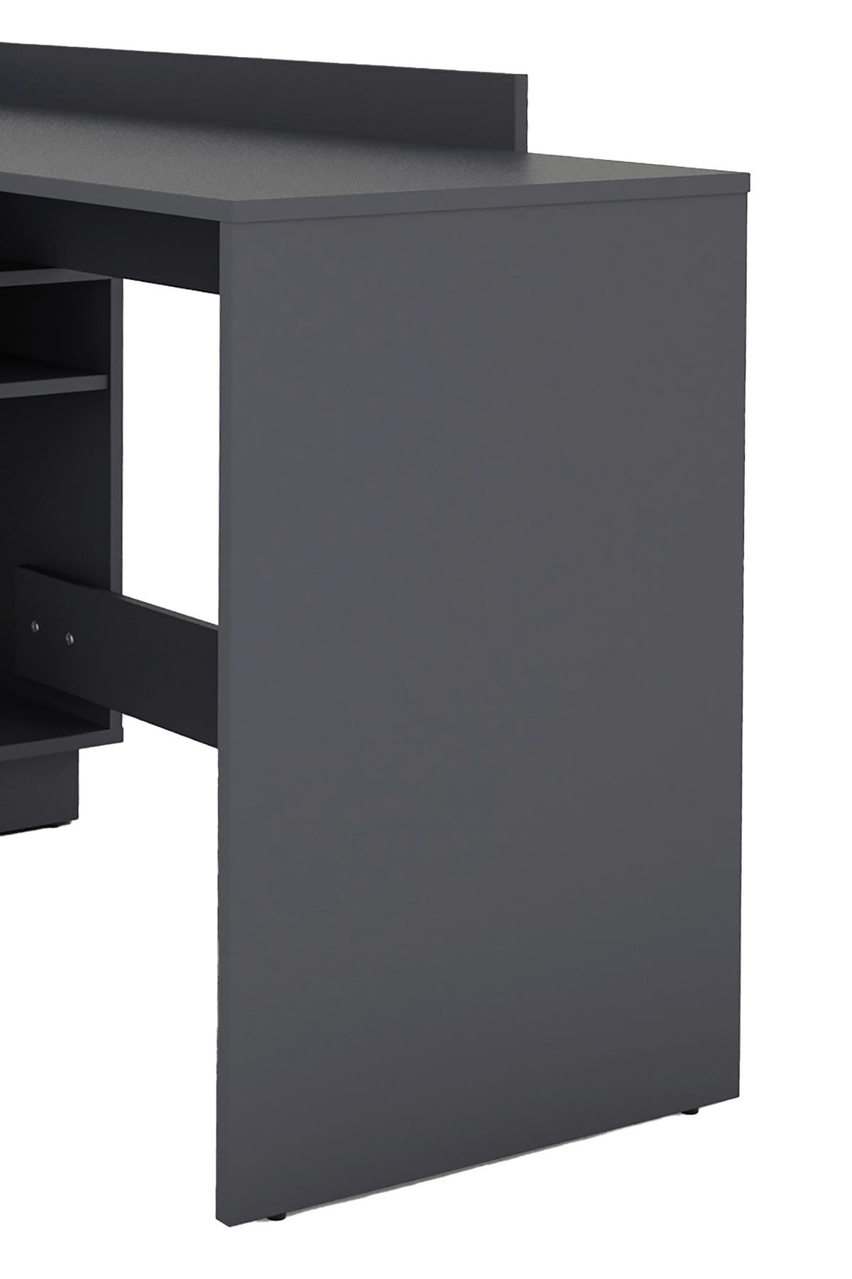 Eckschreibtisch Mit Stauraum B 129 Cm H 83,5 Cm Belfast - Anthrazit, Basics, Holzwerkstoff (129/83,5/105cm) - MID.YOU