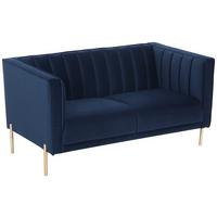 2-Sitzer-Sofa Sono - Blau/Goldfarben, Design, Textil (144/75/85cm) - Livetastic