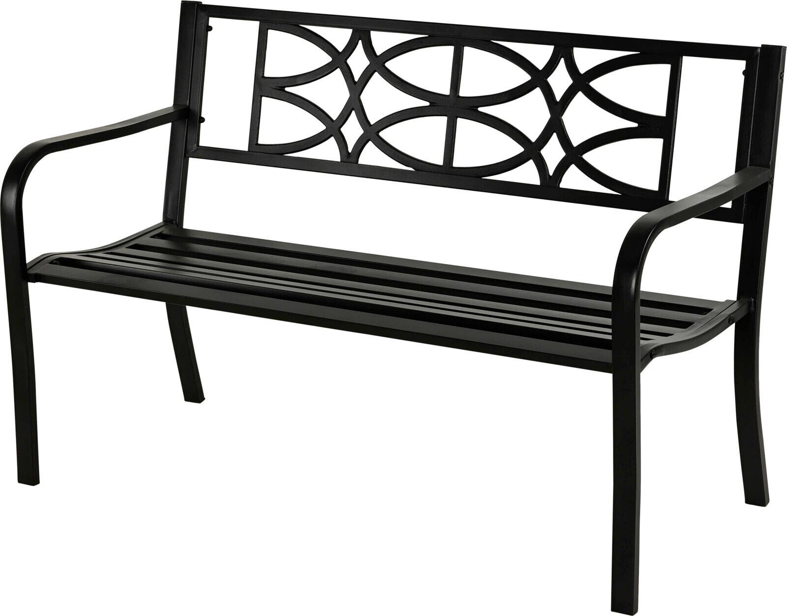 Gartenbank Metall Rosa 2-Sitzer - Schwarz, Basics, Metall (127,00/60,00/80,00cm)
