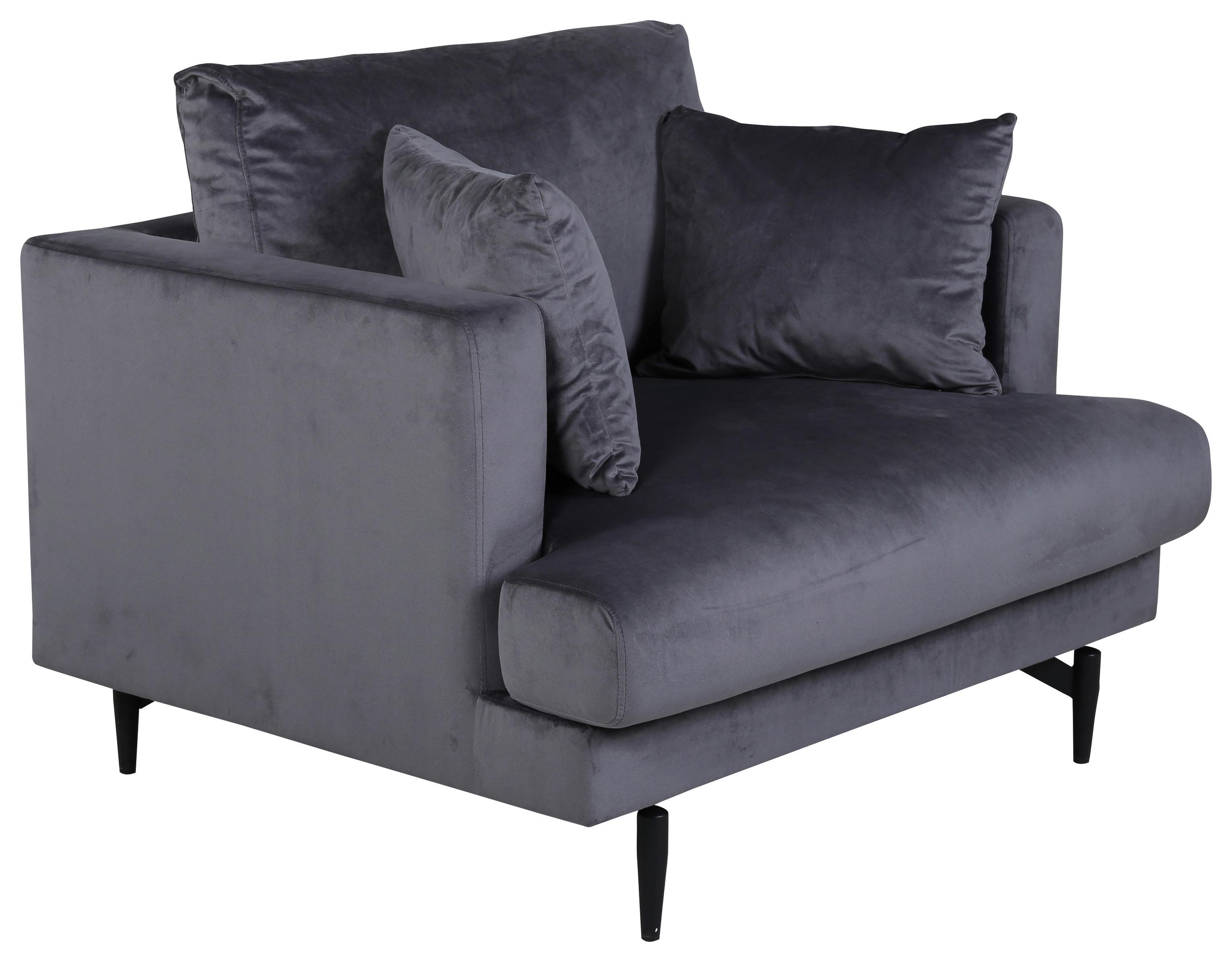 Sessel Sofia - Dunkelgrau, Design, Textil/Metall (104/82/92cm) - Livetastic