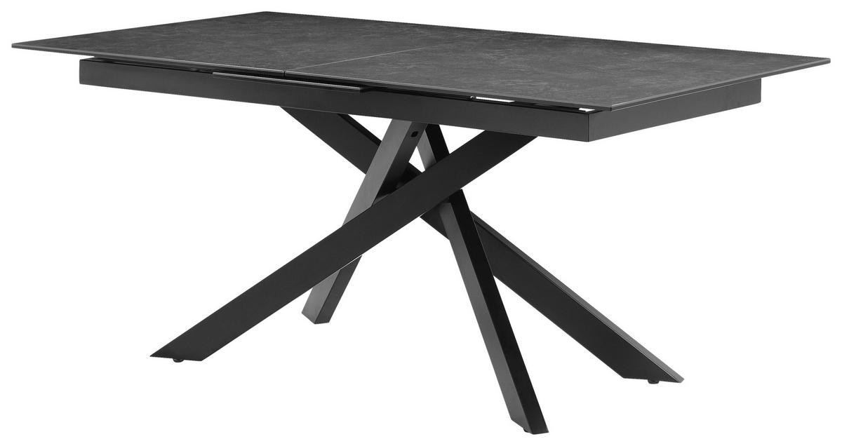 Esstisch Lotus Grau/Schwarz L: 168-210 cm - Schwarz/Grau, MODERN, Glas/Keramik (168-210/90/76cm) - P & B