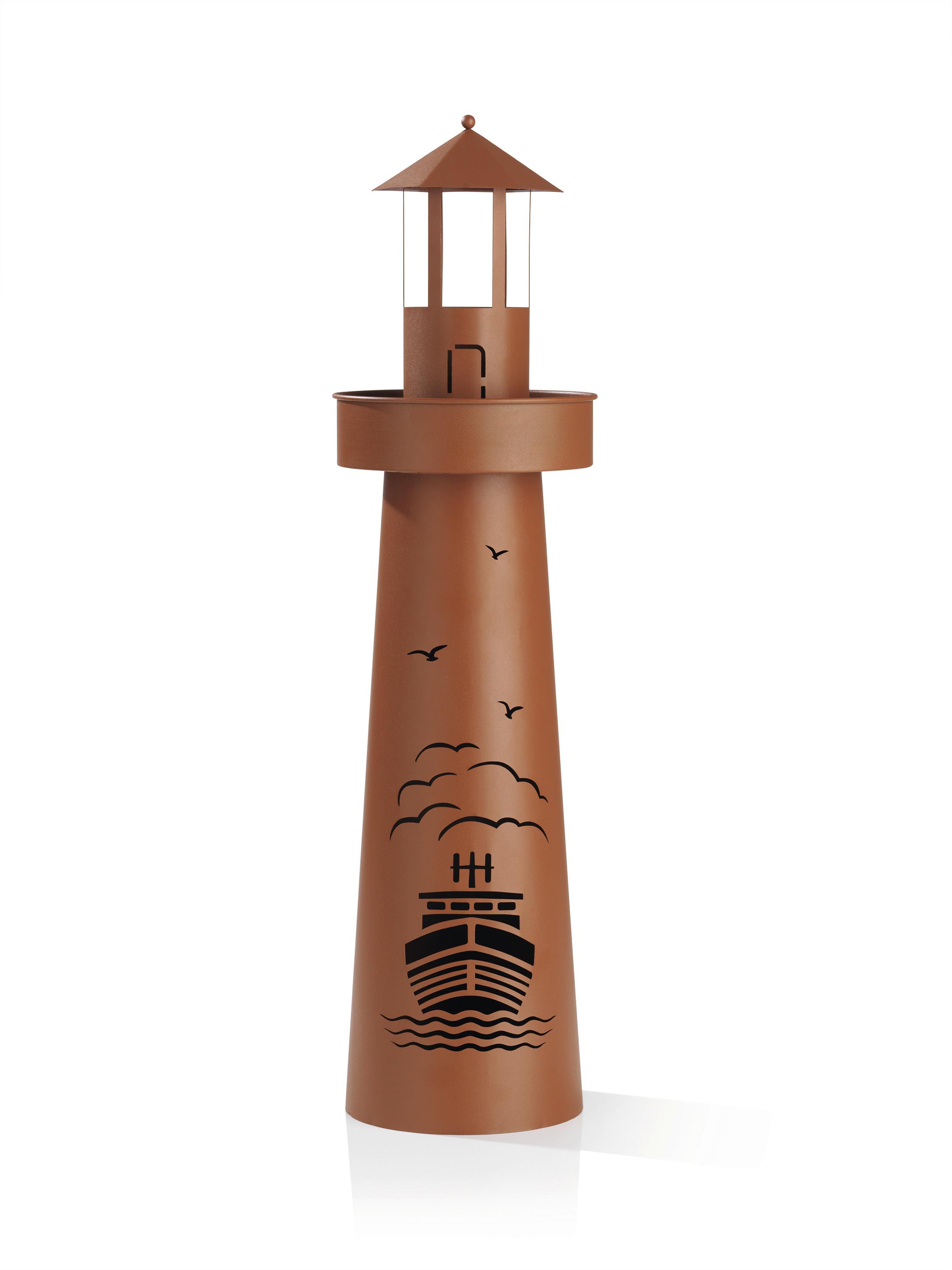 Led Dekosäule Mit Schale Garvida Leuchtturm H: 70,6 Cm - Rostfarben, Basics, Metall (18,5/18,5/70,6cm)