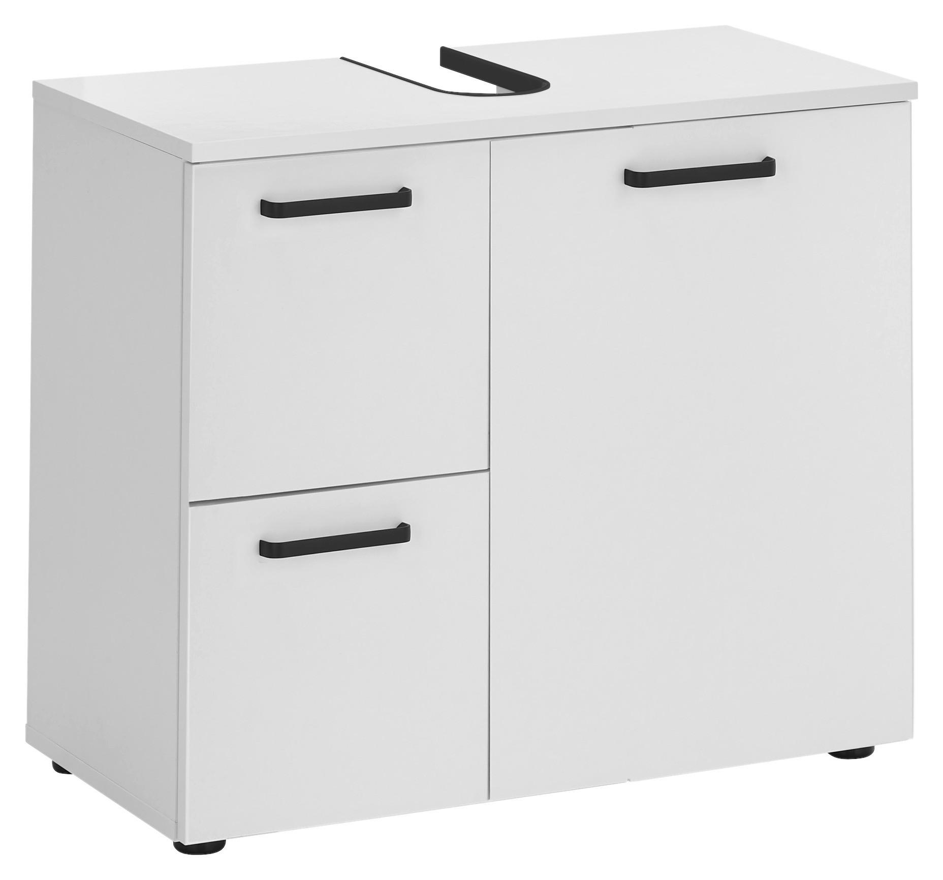 Waschbeckenunterschrank Vanice B: 70 cm Weiß - Schwarz/Weiß, MODERN, Holzwerkstoff (70/60/35cm) - MID.YOU